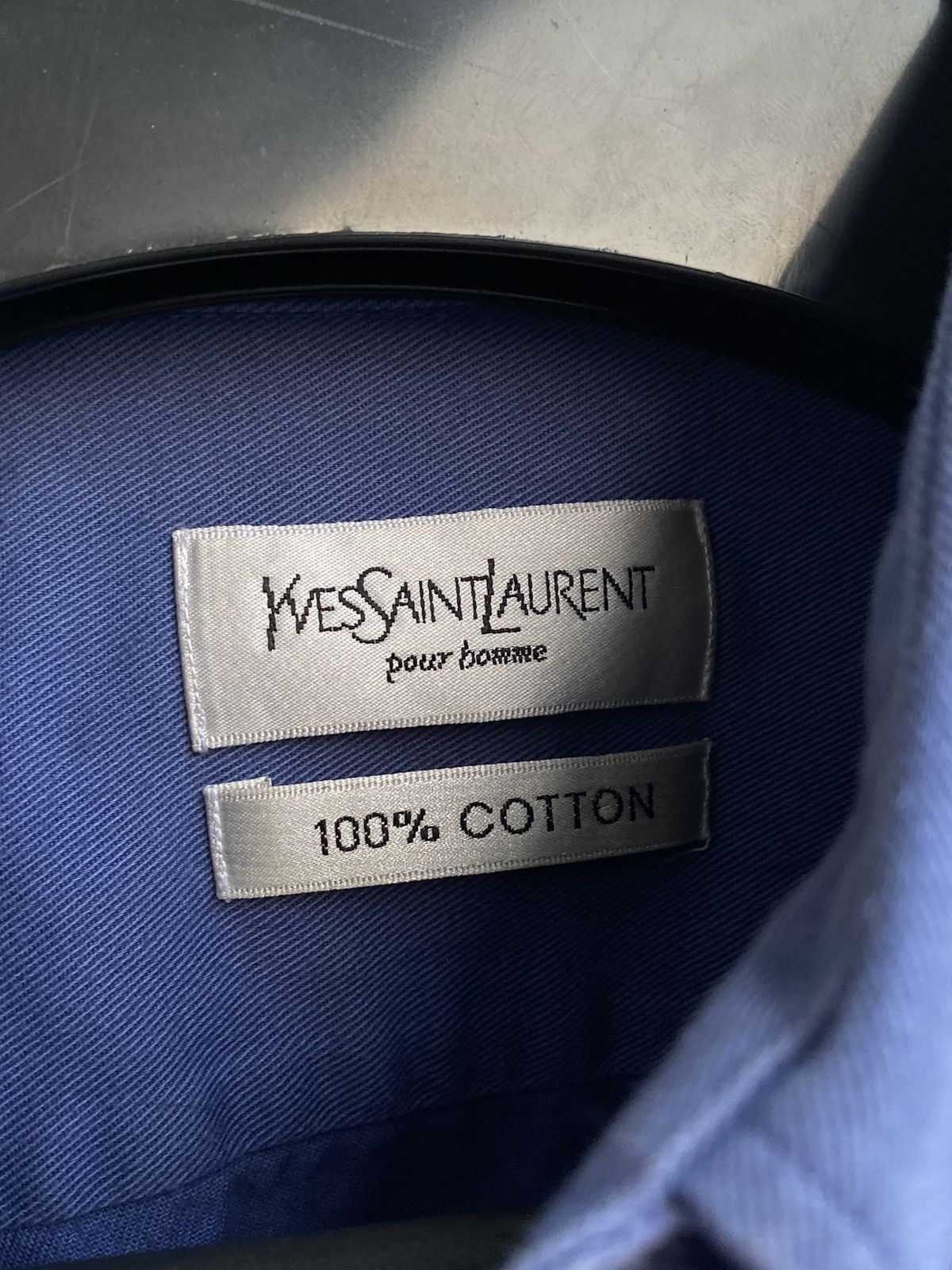 Yves Saint Laurent Cotton YSL Shirt Heavy Blue 1of1 Yves Saint Laurent Shirt Size US L / EU 52-54 / 3 - 5 Thumbnail