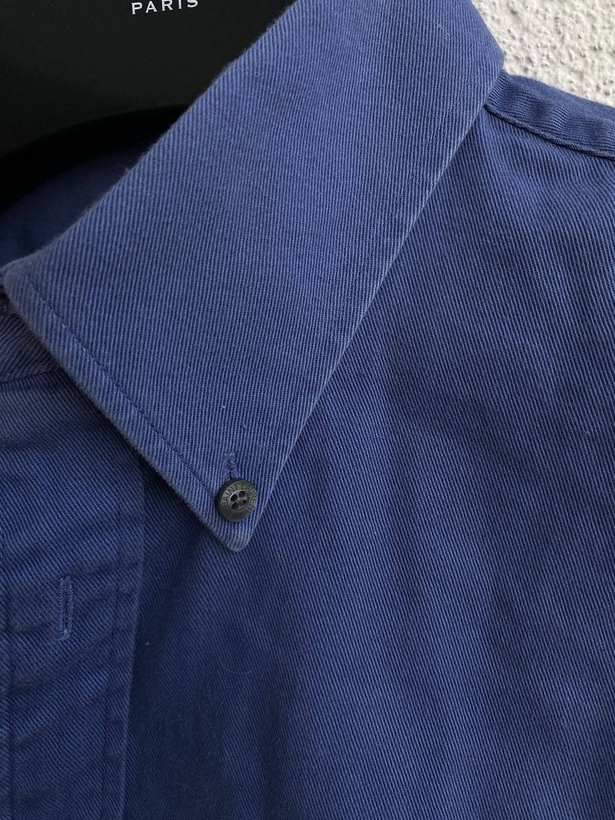 Yves Saint Laurent Cotton YSL Shirt Heavy Blue 1of1 Yves Saint Laurent Shirt Size US L / EU 52-54 / 3 - 15 Thumbnail