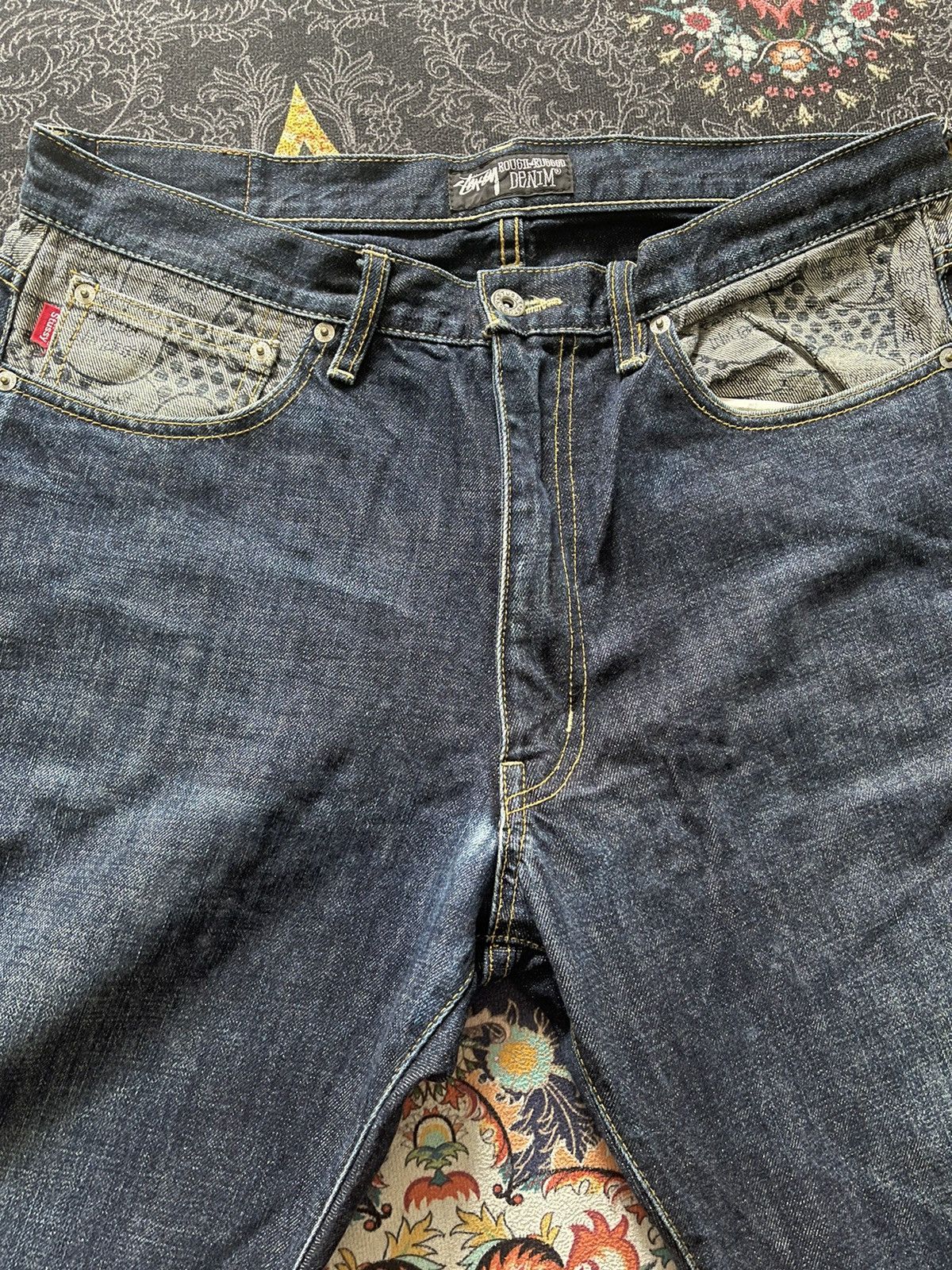 Stussy × Vintage VINTAGE STUSSY DENIM FULLPRINT INSIDE VERY RARE Size US 34 / EU 50 - 8 Thumbnail