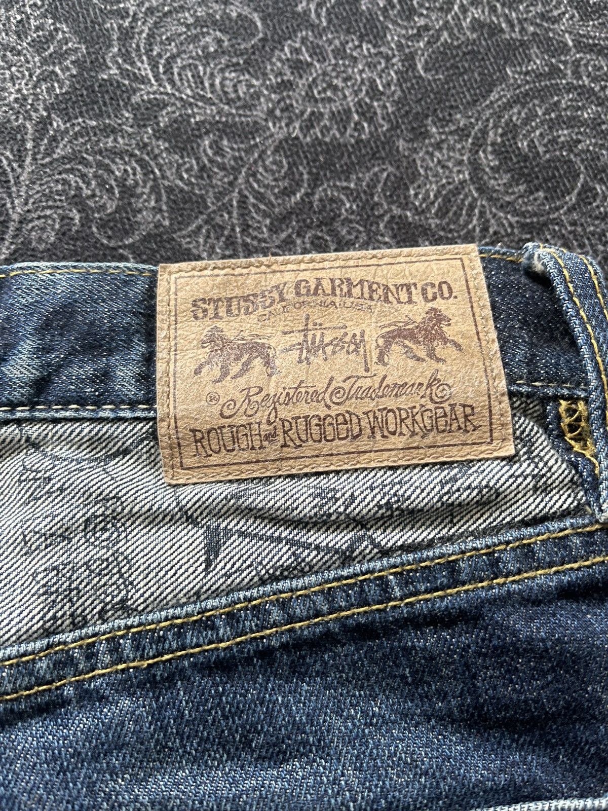 Stussy × Vintage VINTAGE STUSSY DENIM FULLPRINT INSIDE VERY RARE Size US 34 / EU 50 - 4 Thumbnail