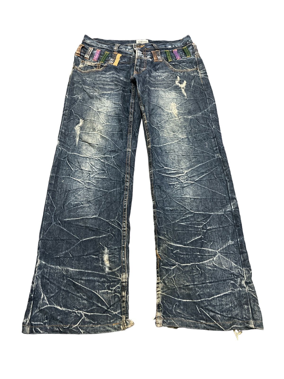Japanese Brand × Vintage THRASHED RIPPE DISTRESSED DENIM PANT BY NYLAUS Size US 32 / EU 48 - 5 Thumbnail