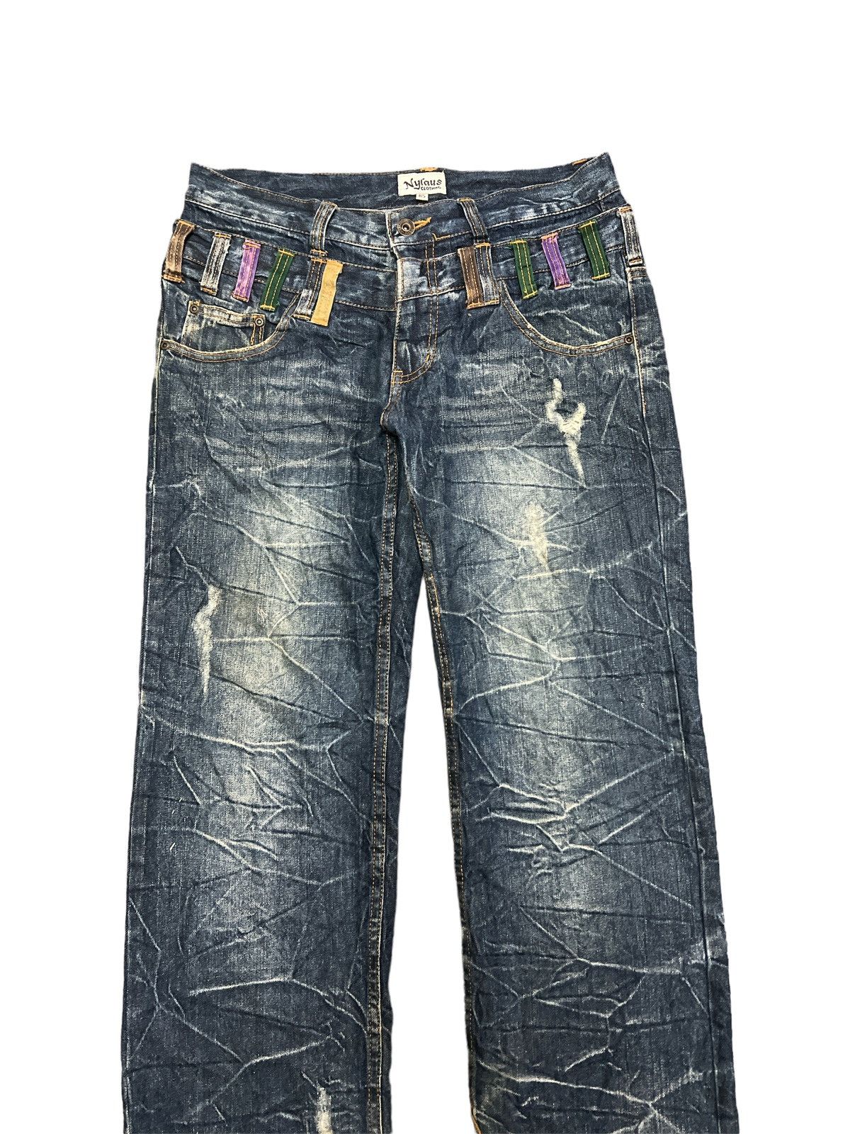 Japanese Brand × Vintage THRASHED RIPPE DISTRESSED DENIM PANT BY NYLAUS Size US 32 / EU 48 - 3 Thumbnail