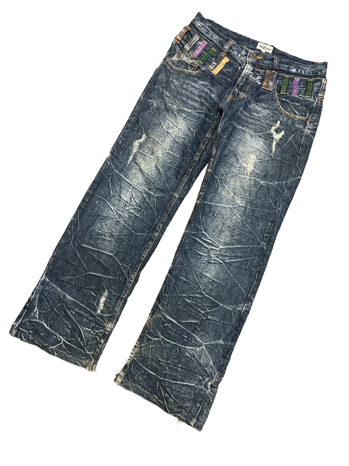 Japanese Brand × Vintage THRASHED RIPPE DISTRESSED DENIM PANT BY NYLAUS Size US 32 / EU 48 - 2 Thumbnail