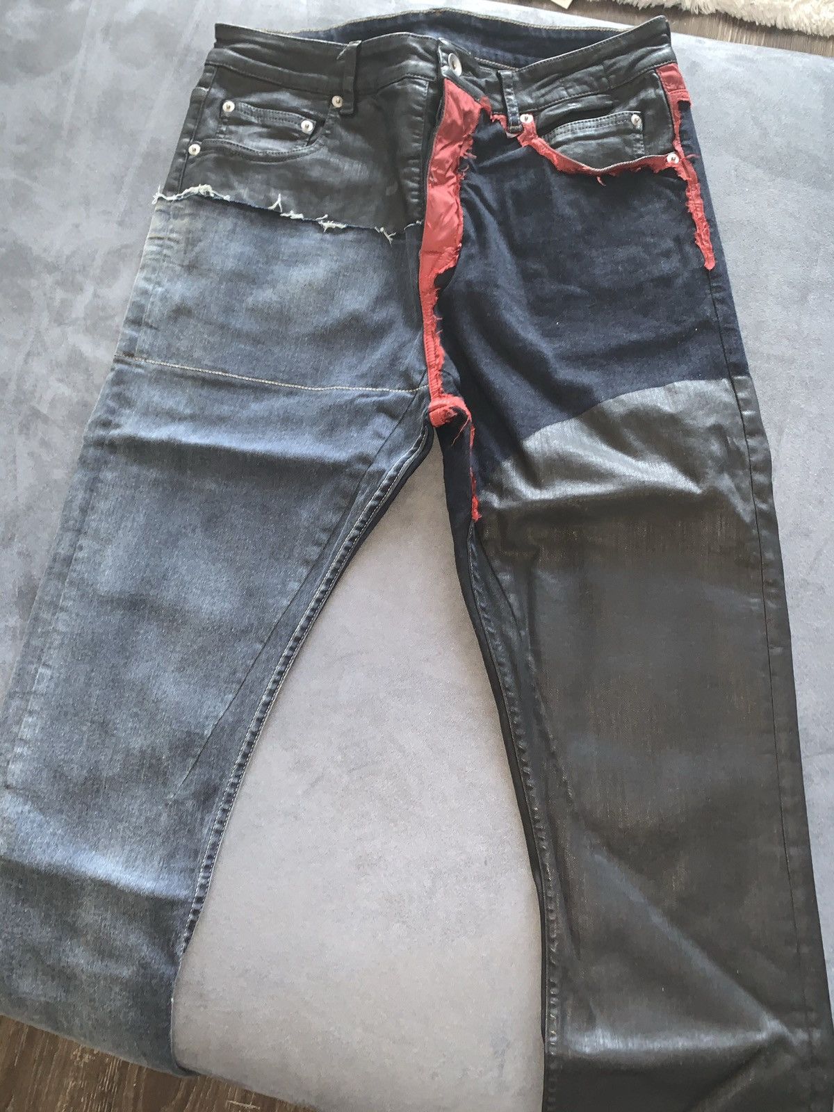 Rick Owens Drkshdw Rick Owens DRKSHDW Patchwork Detroit Cut Denim Size US 32 / EU 48 - 1 Thumbnail