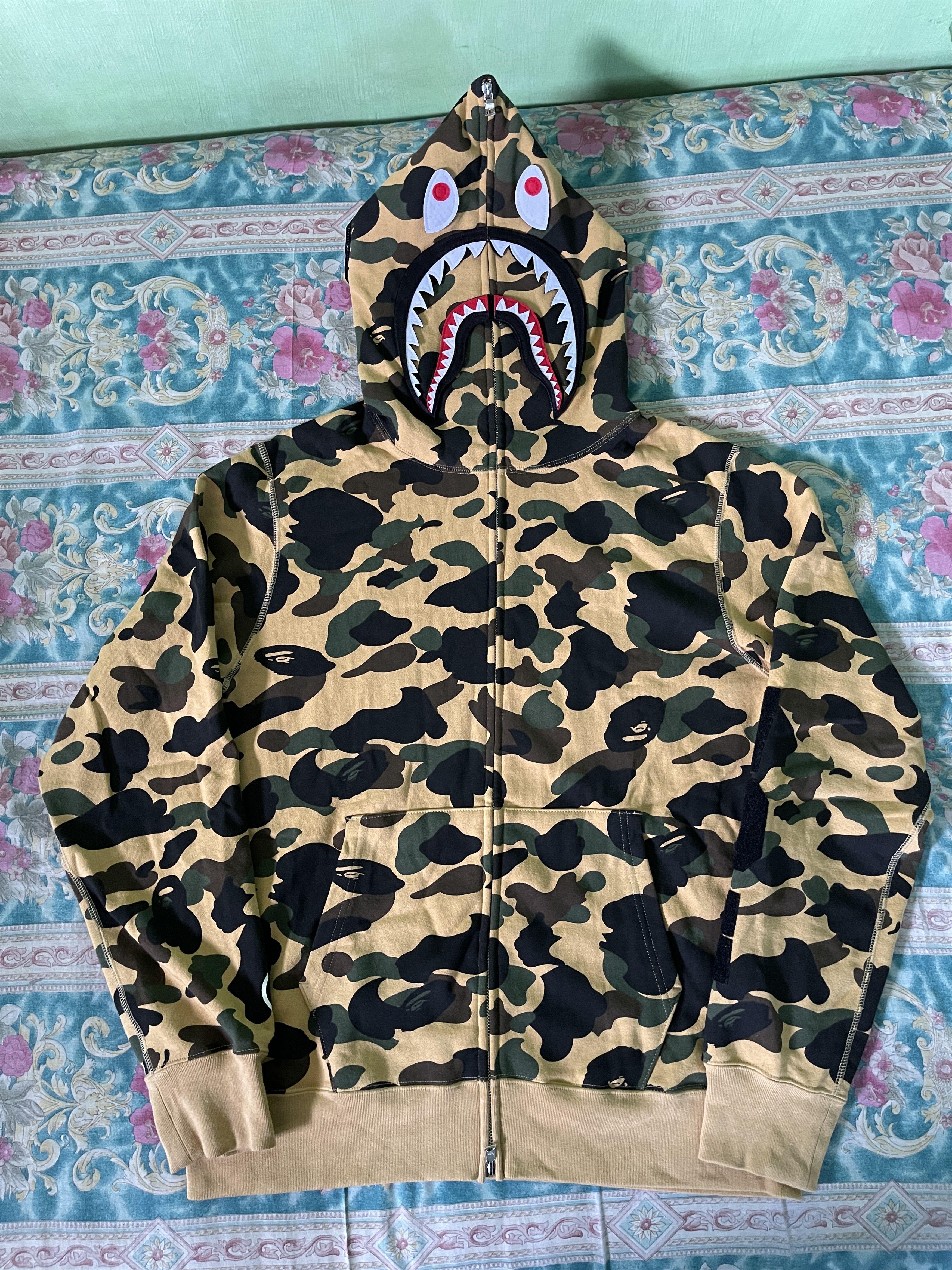 Bape shark discount hoodie yellow camo