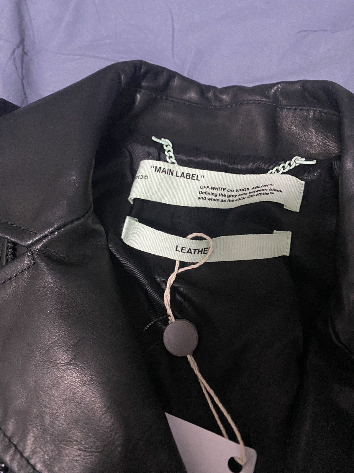 Off-White Crop Leather Biker Jacket Size US M / EU 48-50 / 2 - 3 Thumbnail