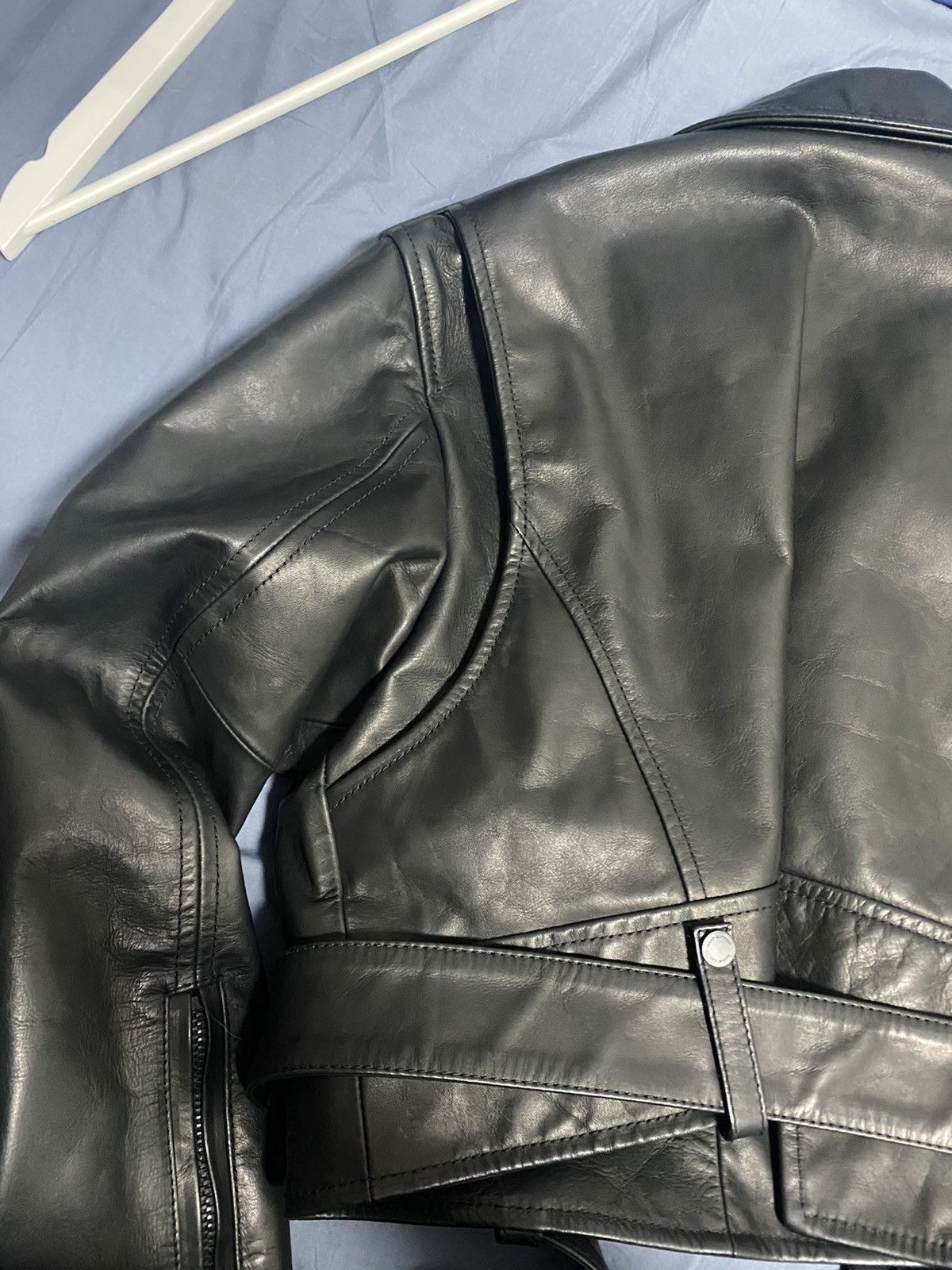 Off-White Crop Leather Biker Jacket Size US M / EU 48-50 / 2 - 7 Thumbnail
