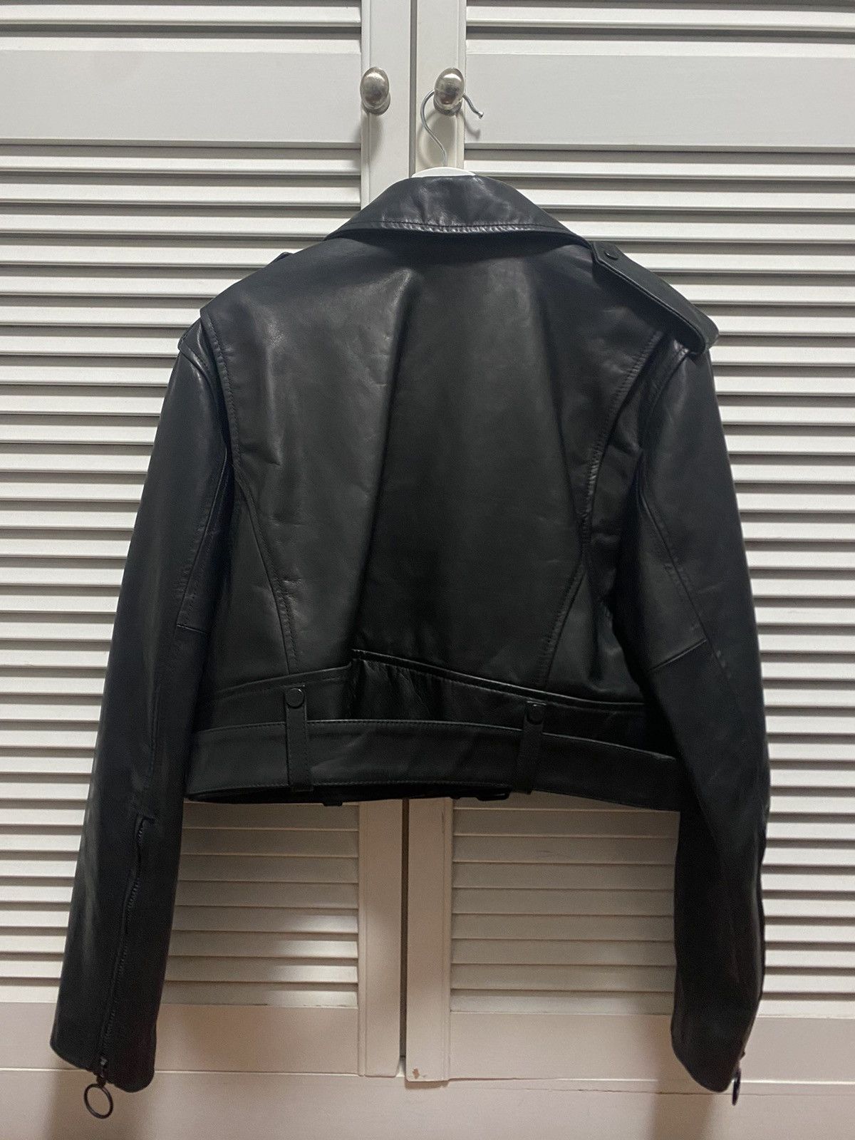 Off-White Crop Leather Biker Jacket Size US M / EU 48-50 / 2 - 2 Thumbnail
