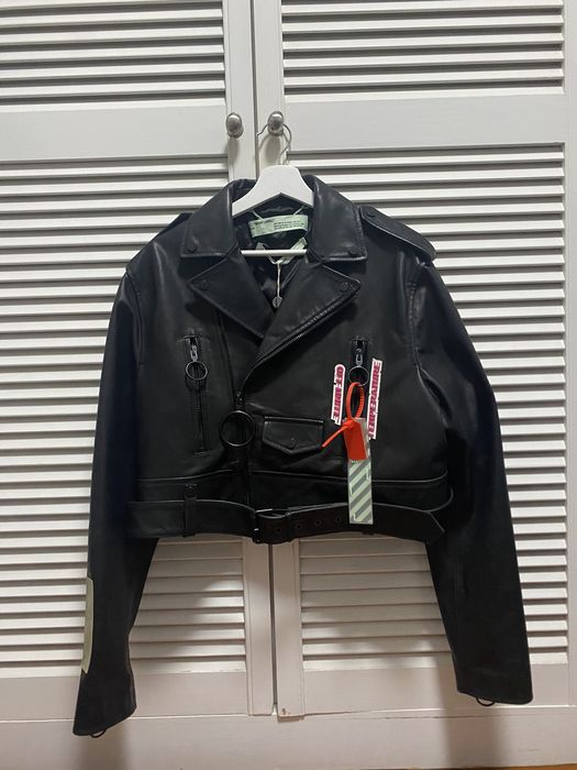 Off White Leather Cropped Jacket