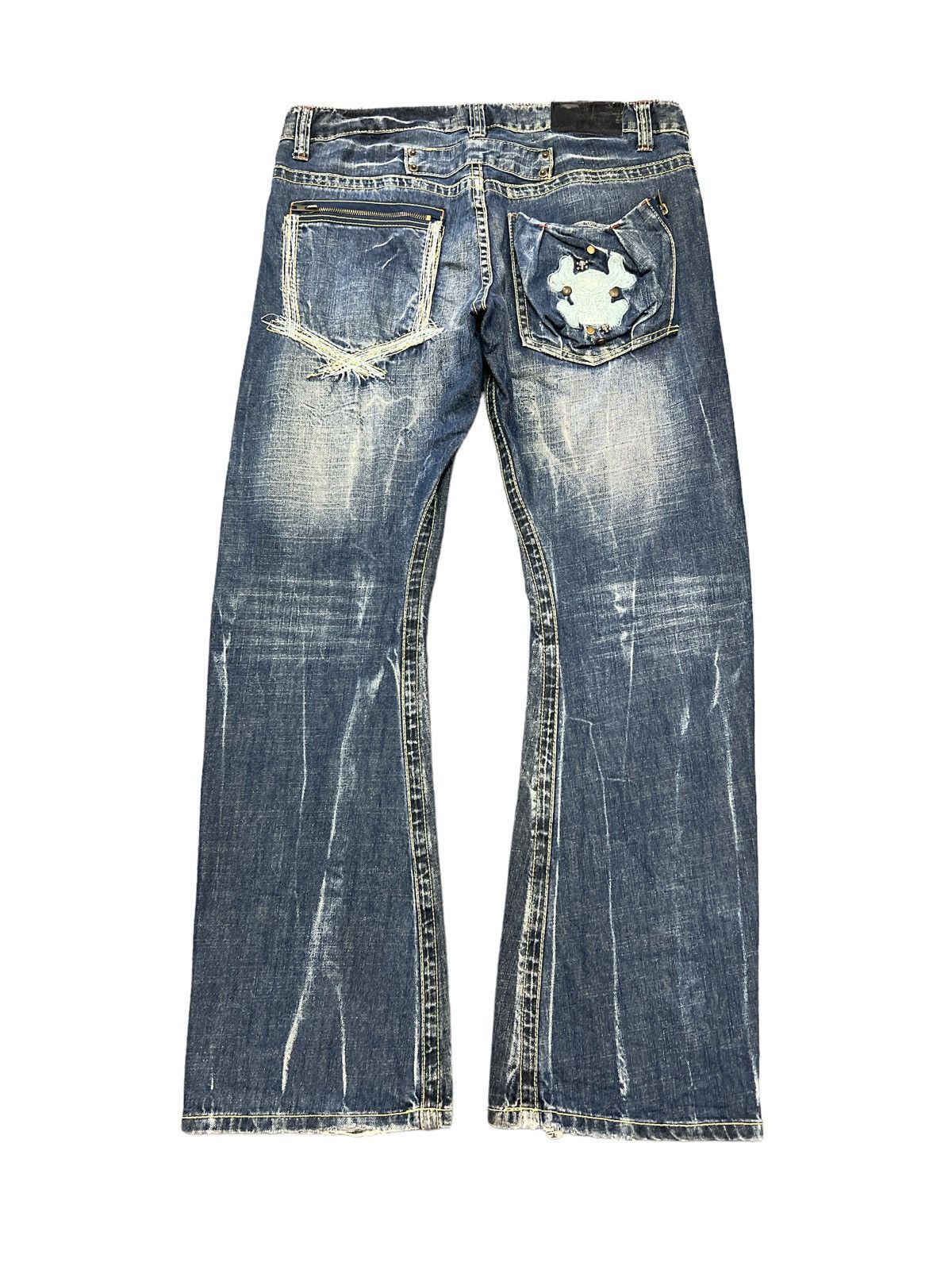 Japanese Brand FLARED💥LUCKY STORE TWIST DENIM PANT Size US 34 / EU 50 - 6 Thumbnail
