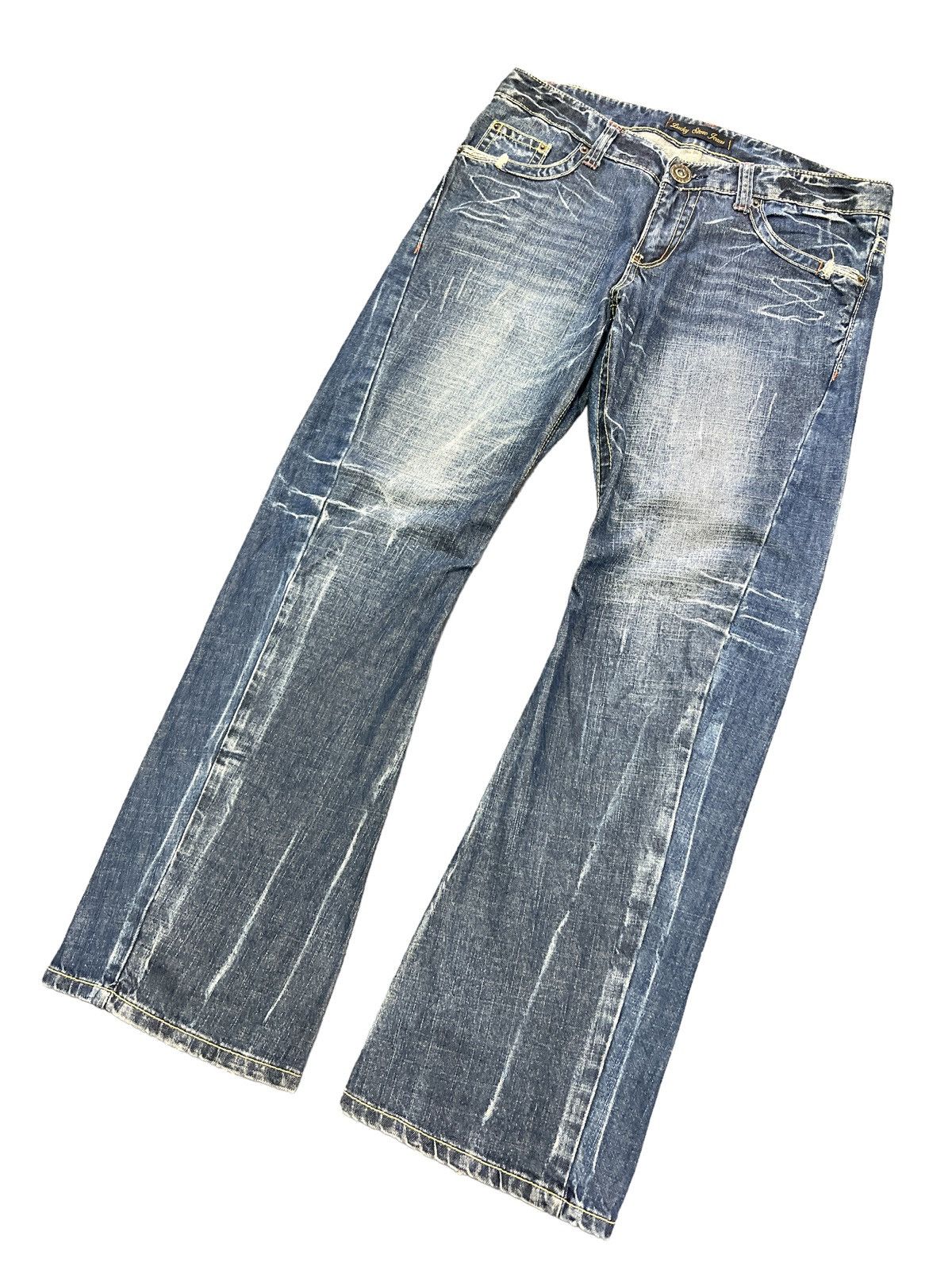 Japanese Brand FLARED💥LUCKY STORE TWIST DENIM PANT Size US 34 / EU 50 - 5 Thumbnail
