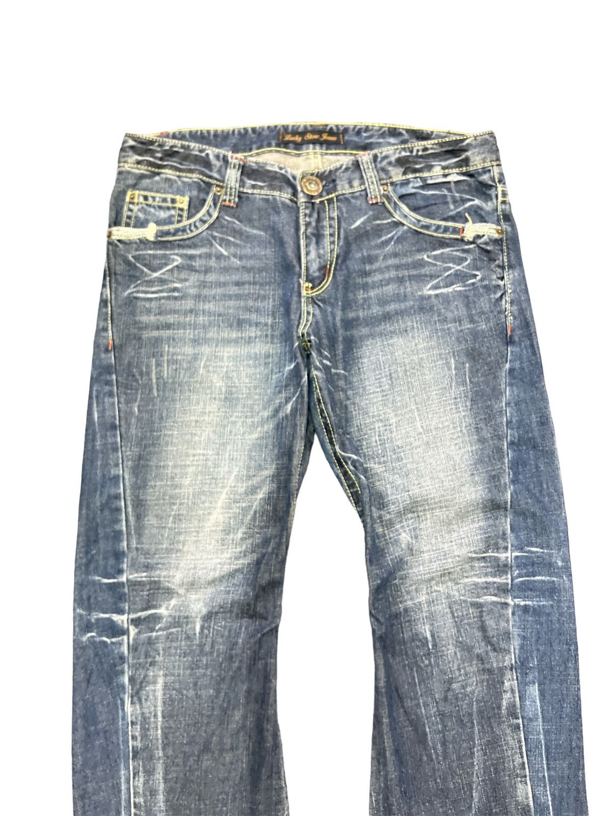 Japanese Brand FLARED💥LUCKY STORE TWIST DENIM PANT Size US 34 / EU 50 - 3 Thumbnail