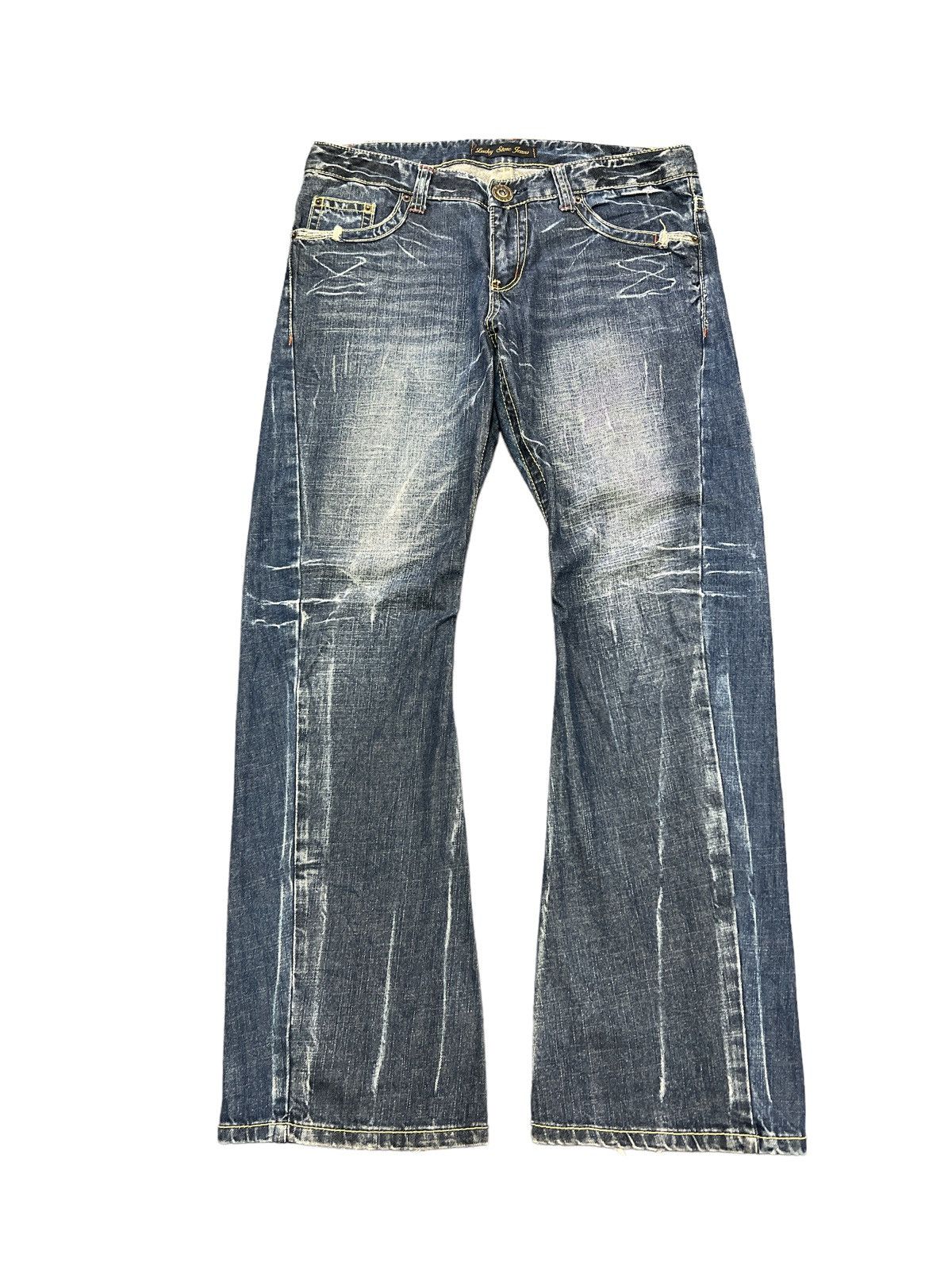 Japanese Brand FLARED💥LUCKY STORE TWIST DENIM PANT Size US 34 / EU 50 - 1 Thumbnail