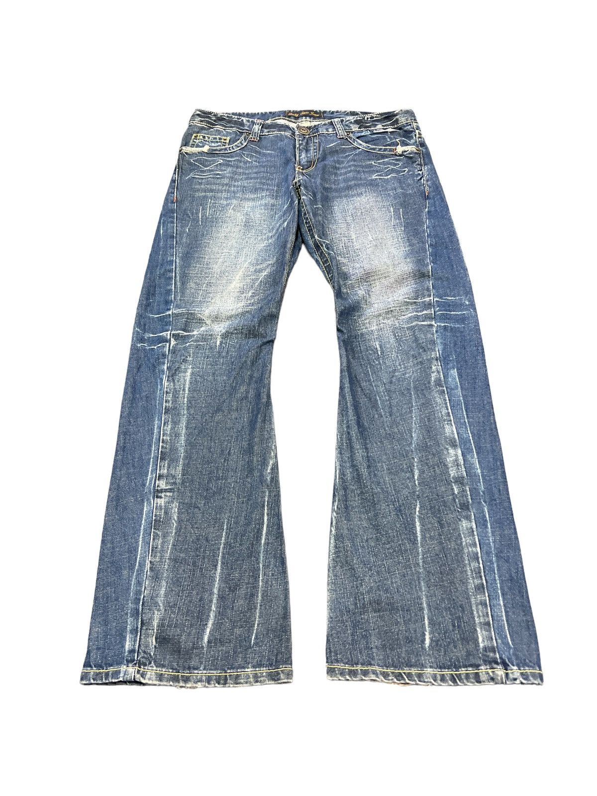 Japanese Brand FLARED💥LUCKY STORE TWIST DENIM PANT Size US 34 / EU 50 - 2 Thumbnail