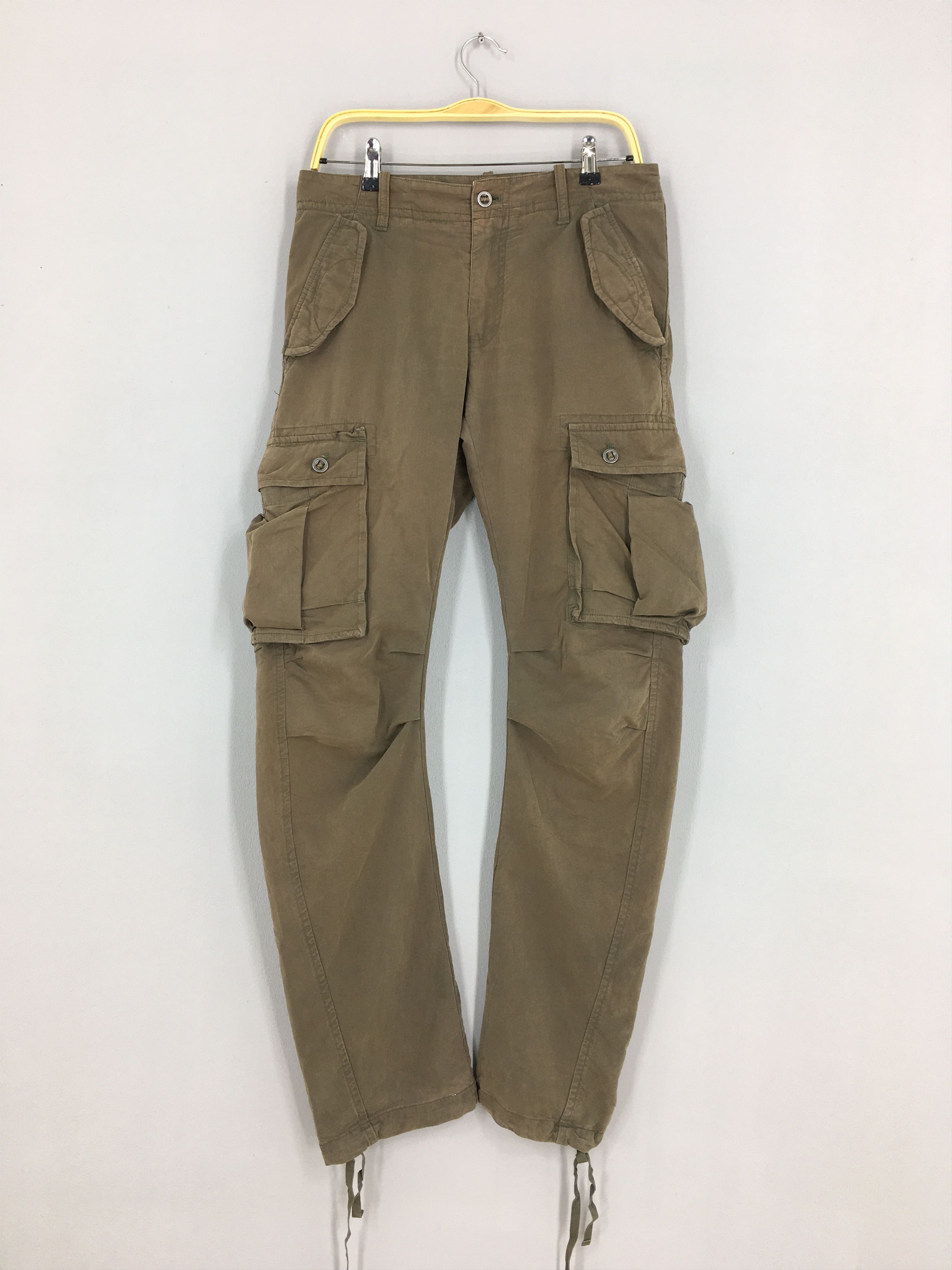 image of Size 32X32 Japanese Nano Universe Twisted Cargo Pants in Brown, Men's