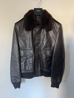 Celine Homme Teddy Oversized Logo-Appliquéd Leather Bomber Jacket - Men - Brown Coats and Jackets - L