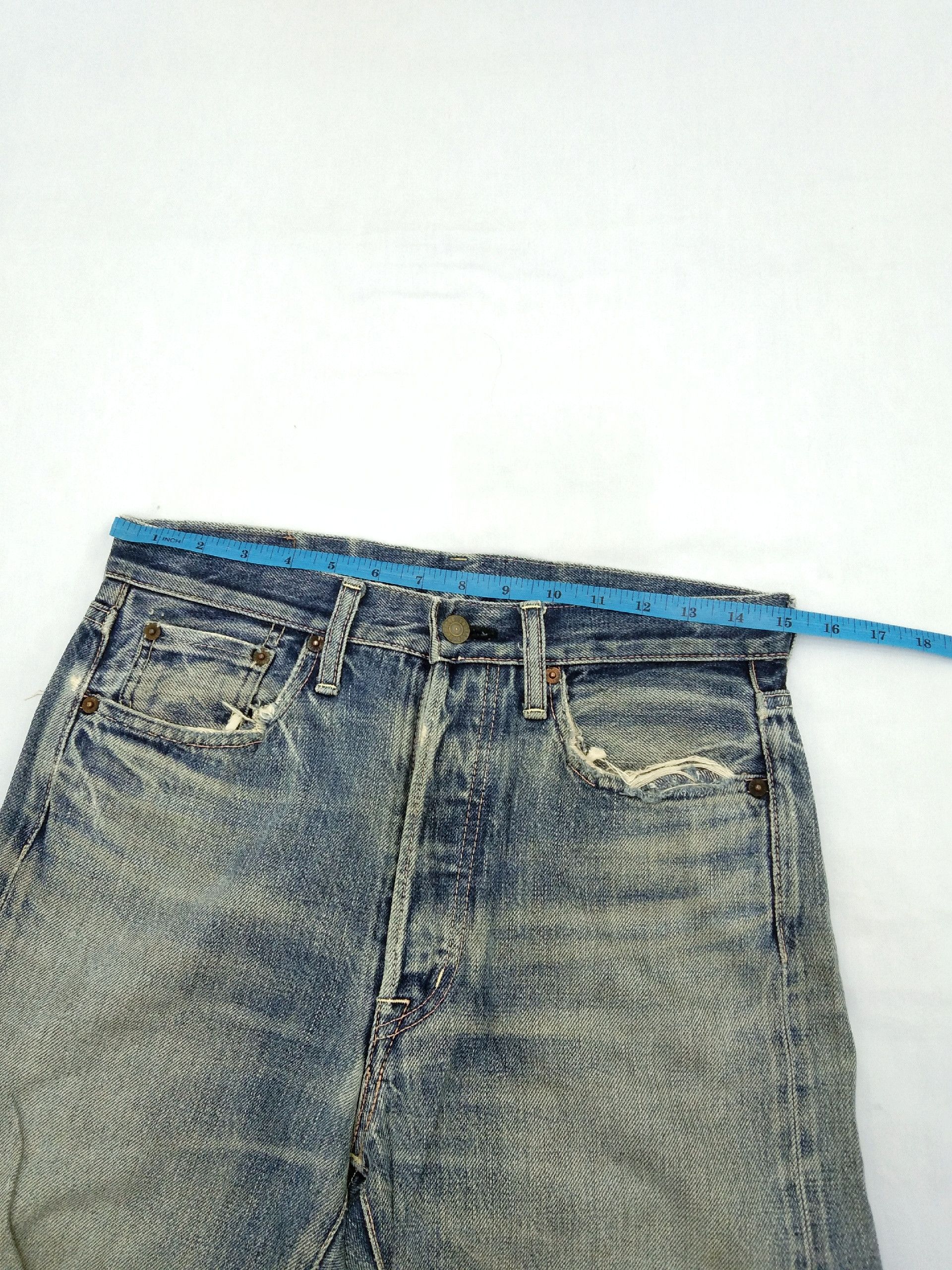 Japanese Brand Vintage Distressed Rusty Wash Omnigod Selvedge Redline Jeans Size US 30 / EU 46 - 9 Thumbnail