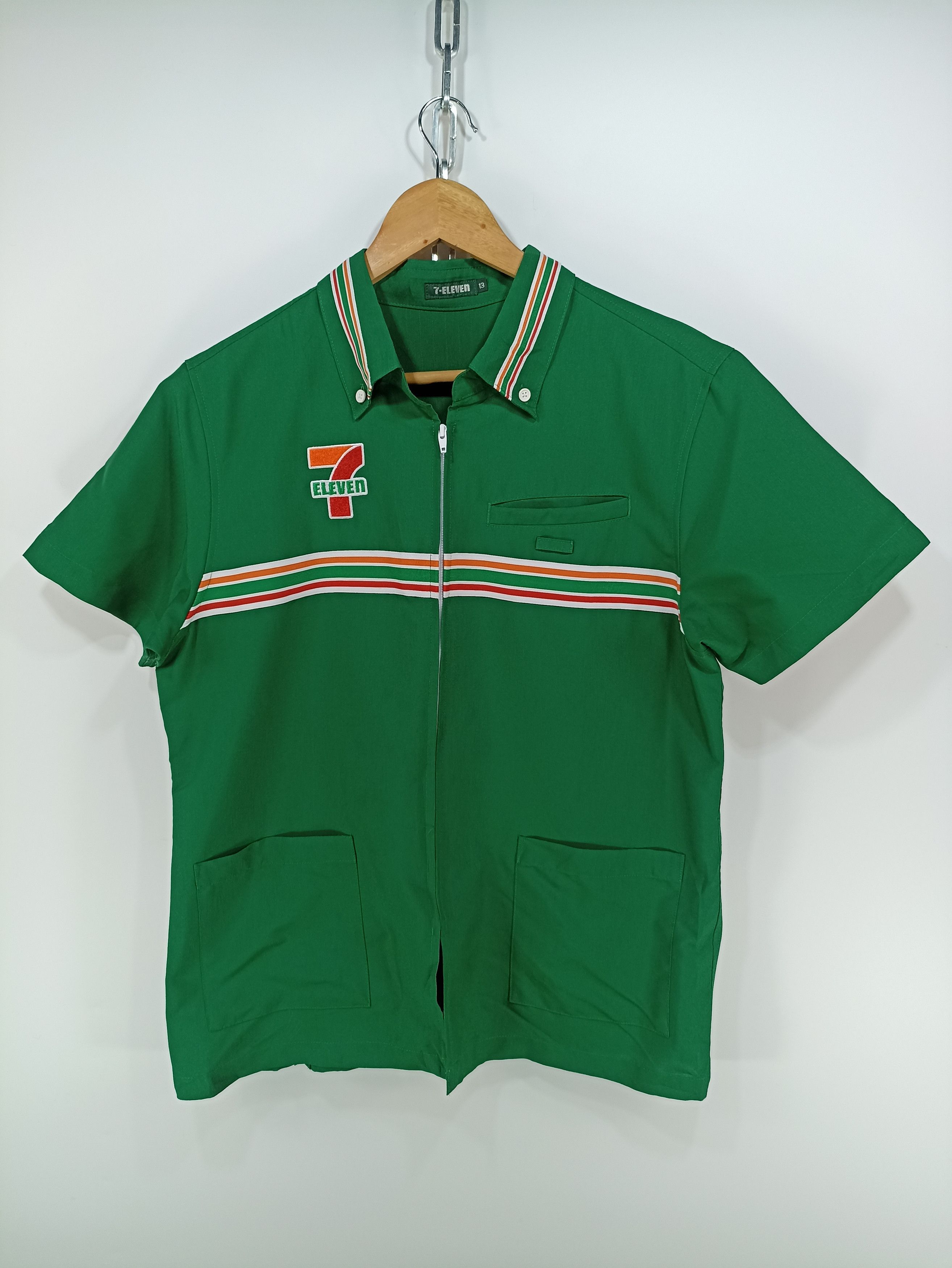 Vintage 7E Embroidered Short Sleeve Zipper