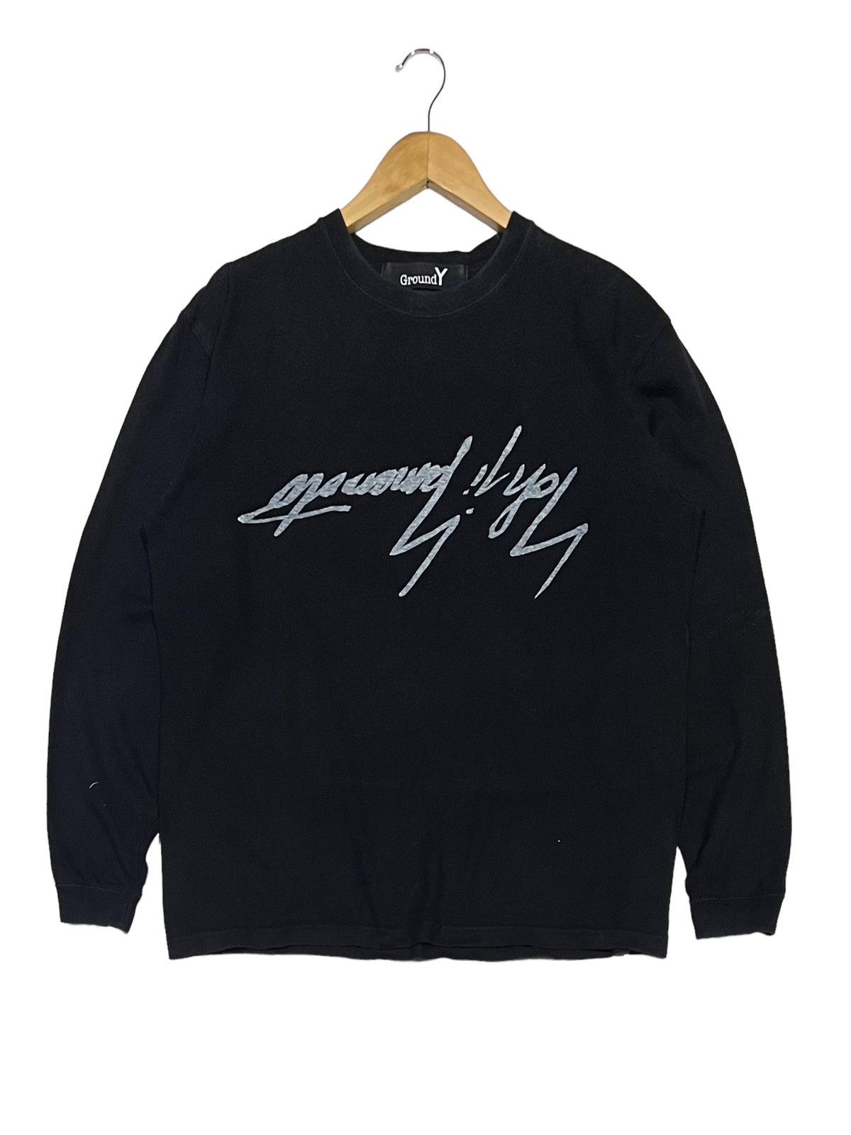 Ground Y × Hedi Slimane × Yohji Yamamoto VINTAGE YOHJI YAMAMOTO UP SIDE DOWN BIG SPELLOUT LONG SLEEVE Size US M / EU 48-50 / 2 - 2 Thumbnail