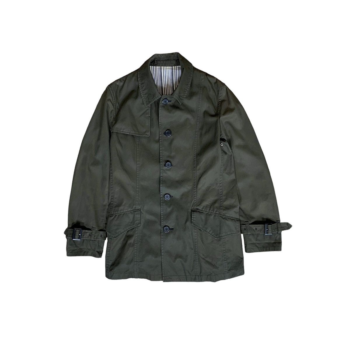 image of Archival Clothing x Ppfm Trench Coat Multi Pocket in Soft Greenw, Men's (Size Medium)