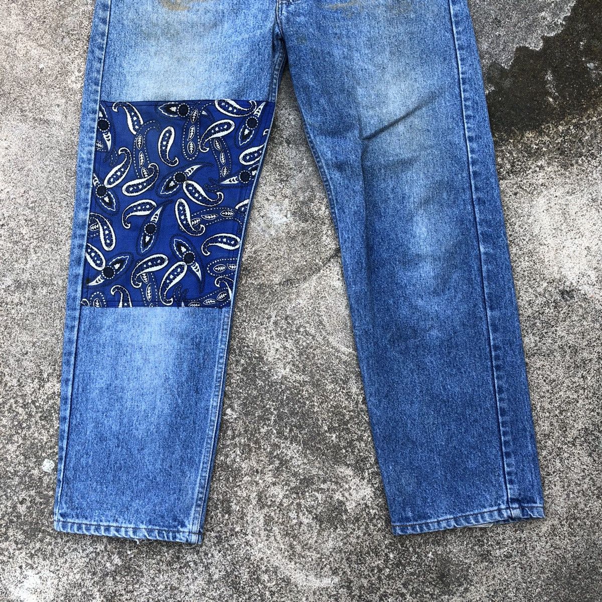 Levi's × Levi's Vintage Clothing 🔥Rare🔥🇺🇸Levis Custom Bandana Patchwork Distressed Denim Jeans Size US 38 / EU 54 - 3 Thumbnail