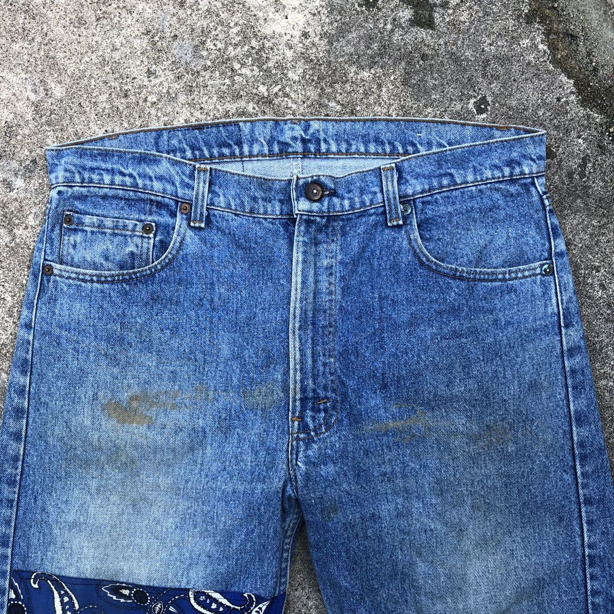 Levi's × Levi's Vintage Clothing 🔥Rare🔥🇺🇸Levis Custom Bandana Patchwork Distressed Denim Jeans Size US 38 / EU 54 - 2 Thumbnail