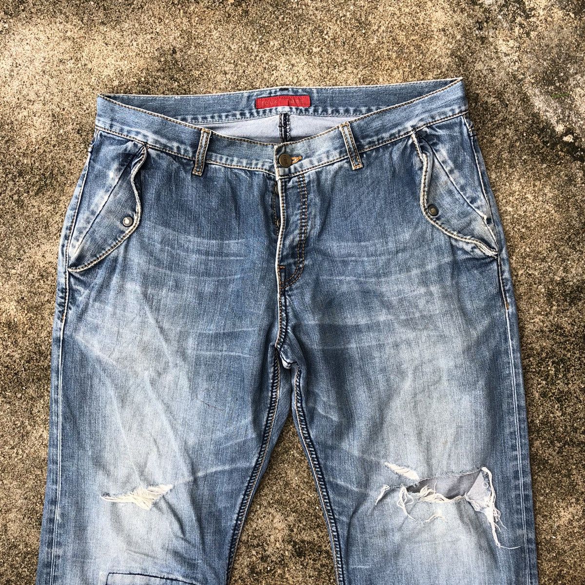 French Connection × Vintage 🔥Thrash🔥French Connection Patchwork Rips Distress Jeans Size US 36 / EU 52 - 2 Thumbnail