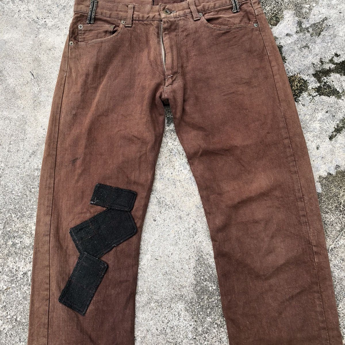 Japanese Brand × Vintage 🔥Rare🔥Vintage Figment Patchwork Distressed Punk Style Jeans Size US 32 / EU 48 - 3 Thumbnail
