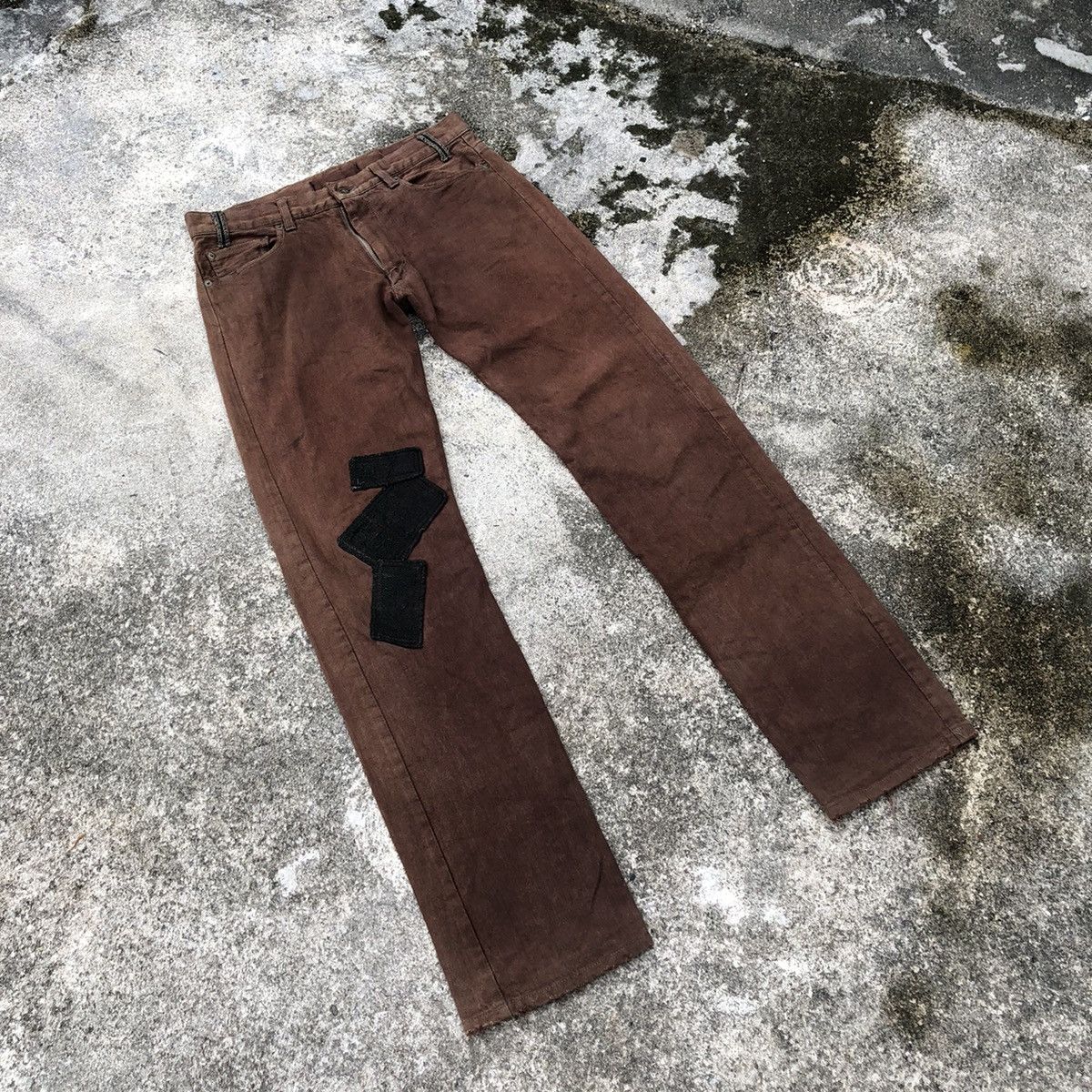 Japanese Brand × Vintage 🔥Rare🔥Vintage Figment Patchwork Distressed Punk Style Jeans Size US 32 / EU 48 - 1 Thumbnail