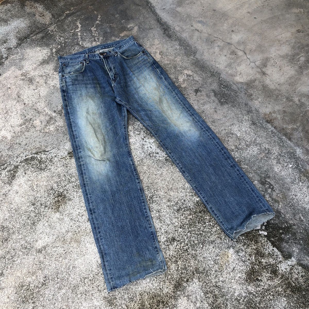 Edwin × Vintage Rare Vintage Edwin 505 Stoned Wash Distress Selvedge Jeans Size US 32 / EU 48 - 1 Thumbnail