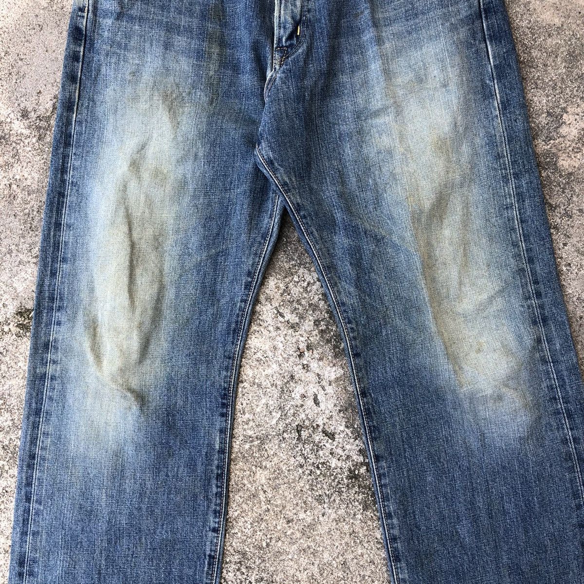 Edwin × Vintage Rare Vintage Edwin 505 Stoned Wash Distress Selvedge Jeans Size US 32 / EU 48 - 3 Thumbnail