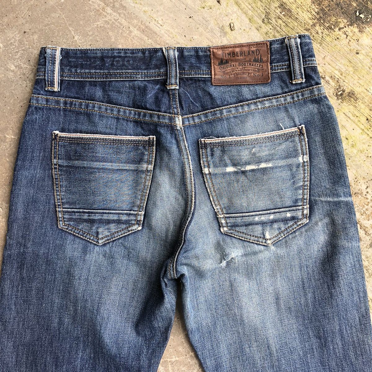 Timberland × Vintage 🔥Thrash🔥Timberland Blue Wash Rips Distress Selvedge Jeans Size US 30 / EU 46 - 5 Thumbnail