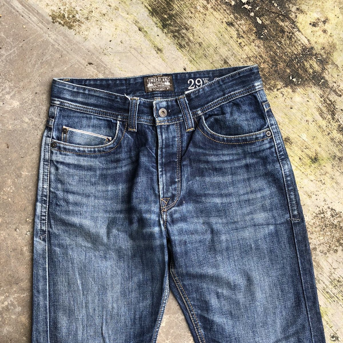 Timberland × Vintage 🔥Thrash🔥Timberland Blue Wash Rips Distress Selvedge Jeans Size US 30 / EU 46 - 2 Thumbnail