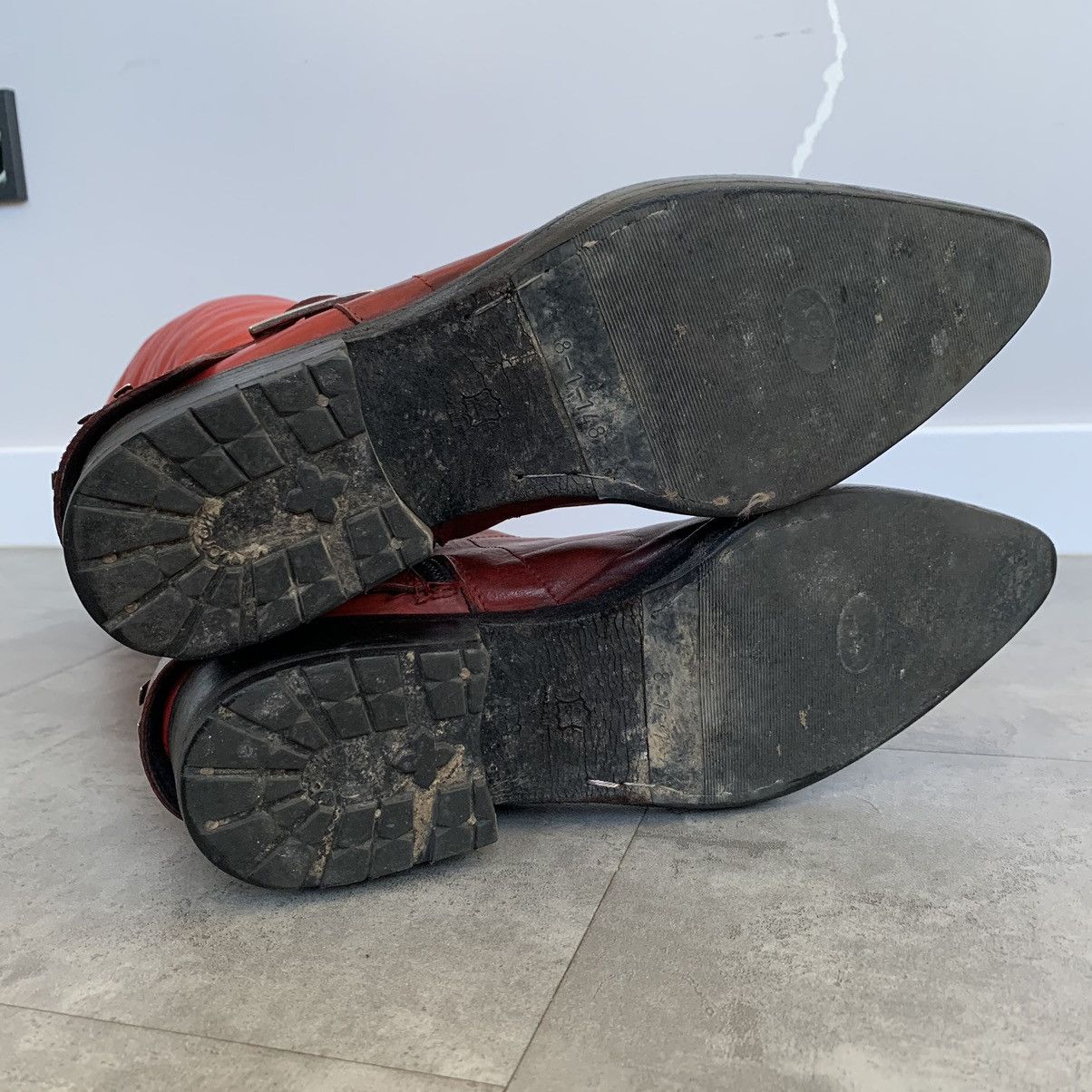 Dirk Bikkembergs Dirk Bikkembergs Boots Metal Logo Tall Shoes Red 90s Zip Size US 10 / IT 40 - 22 Thumbnail