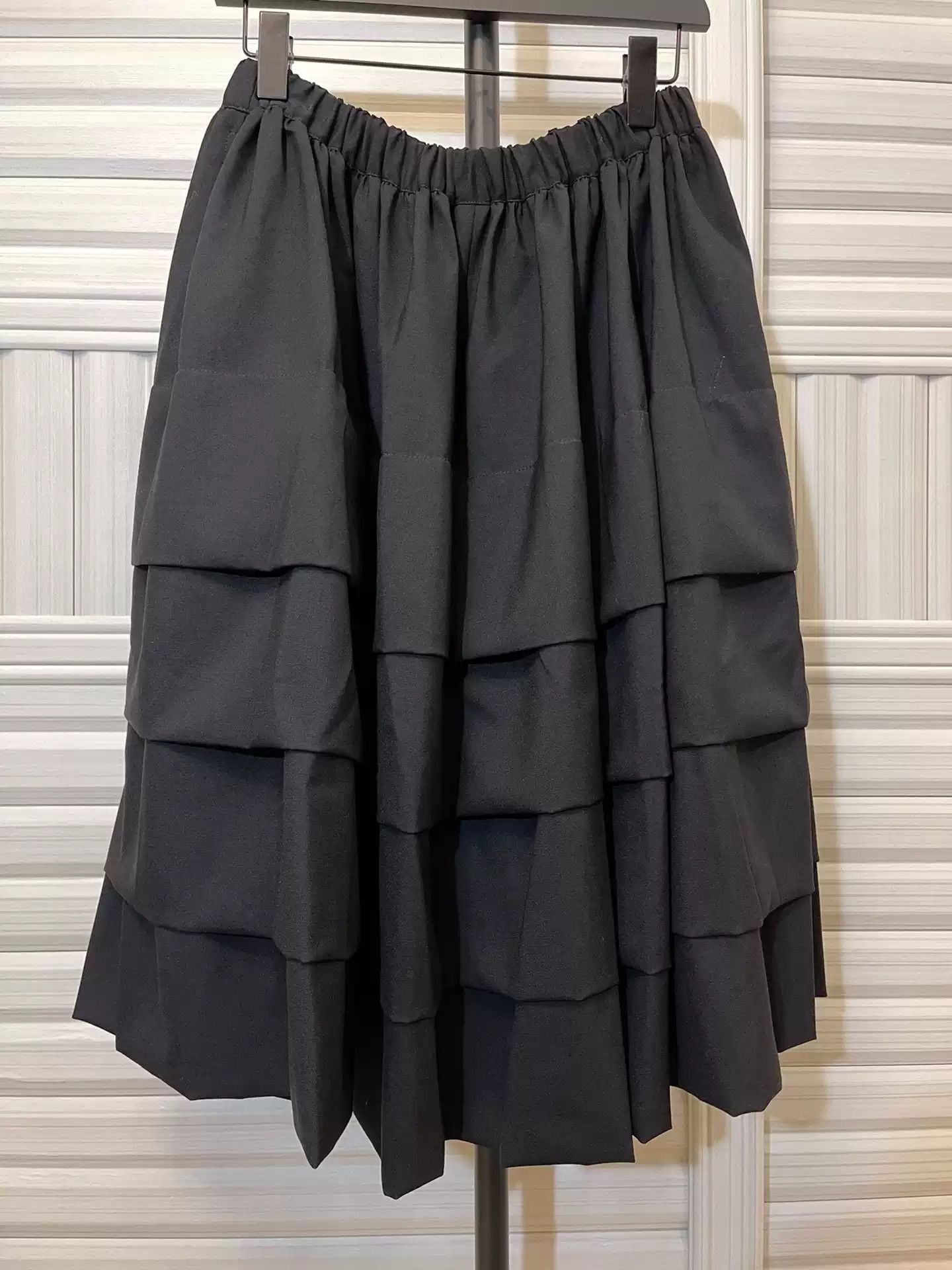 image of Comme Des Garcons Black Cdg Layered Woolen Skirt, Women's (Size 30)