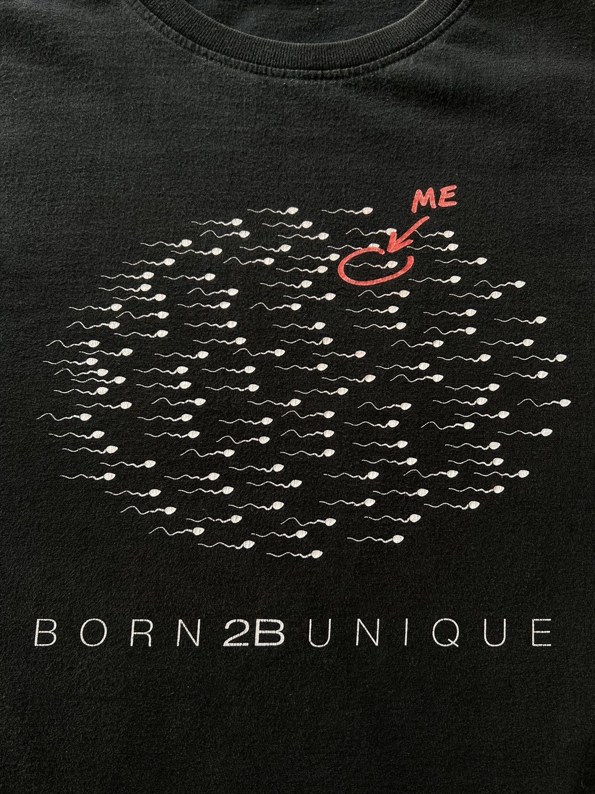 Band Tees Vintage 2000s Born 2B Unique Me Sperm Black Tee Size US L / EU 52-54 / 3 - 4 Thumbnail