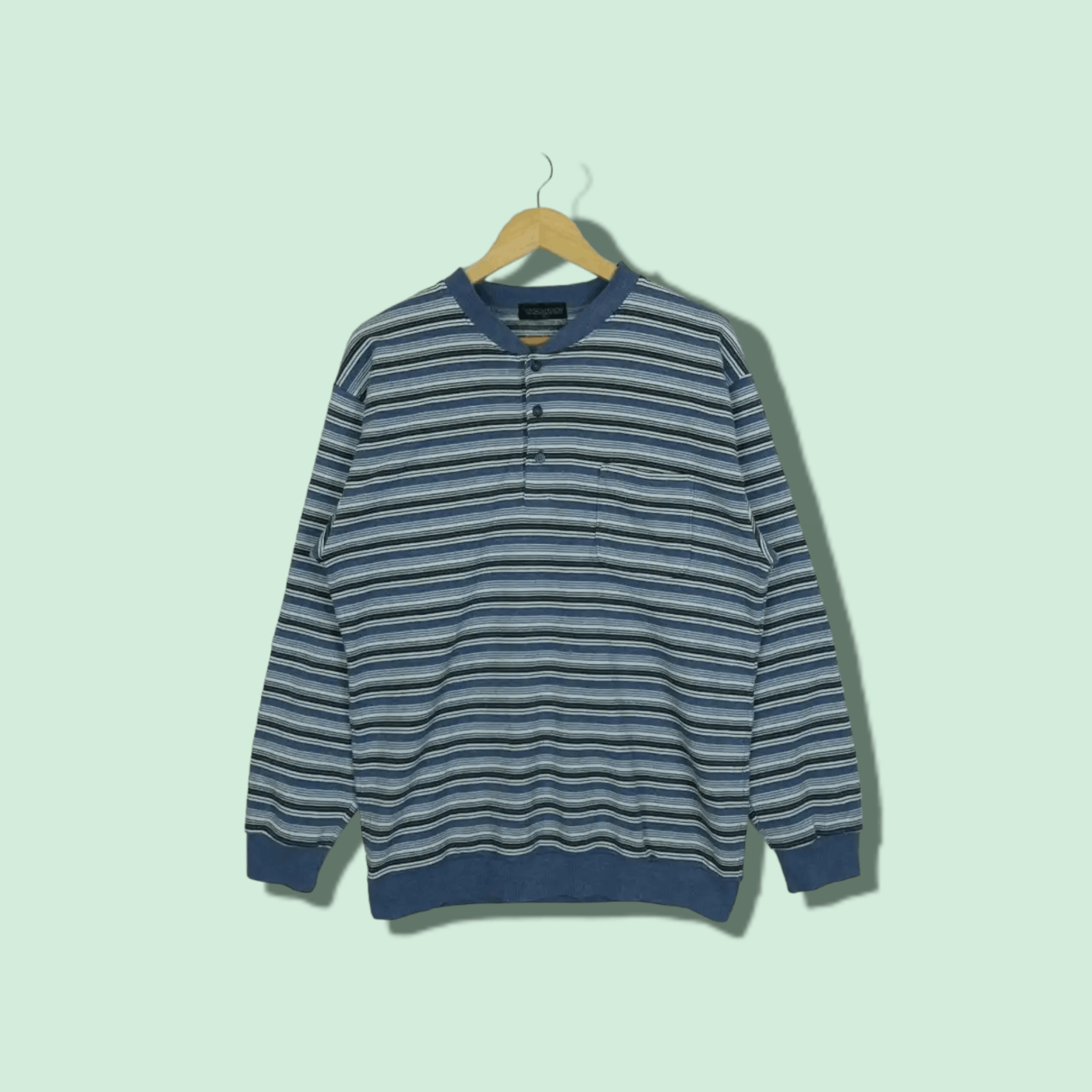 Japanese Brand Vintage 80's OSCARICH Striped Retro Classic Sweatshirts Size US L / EU 52-54 / 3 - 1 Thumbnail