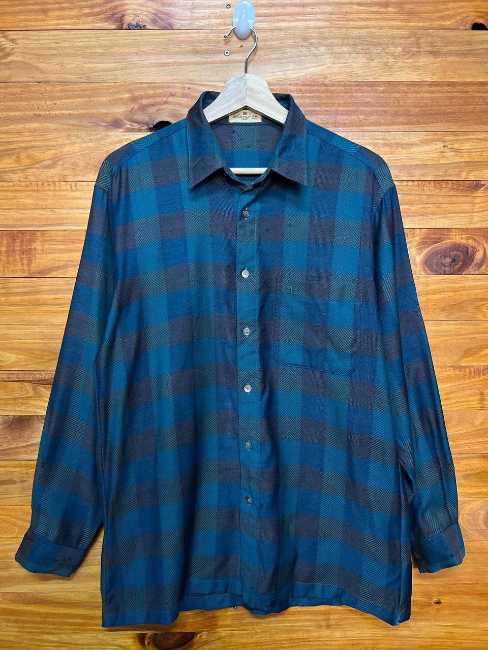 VINTAGE BALENCIAGA SPORT PLAID BUTTON UP SHIRT