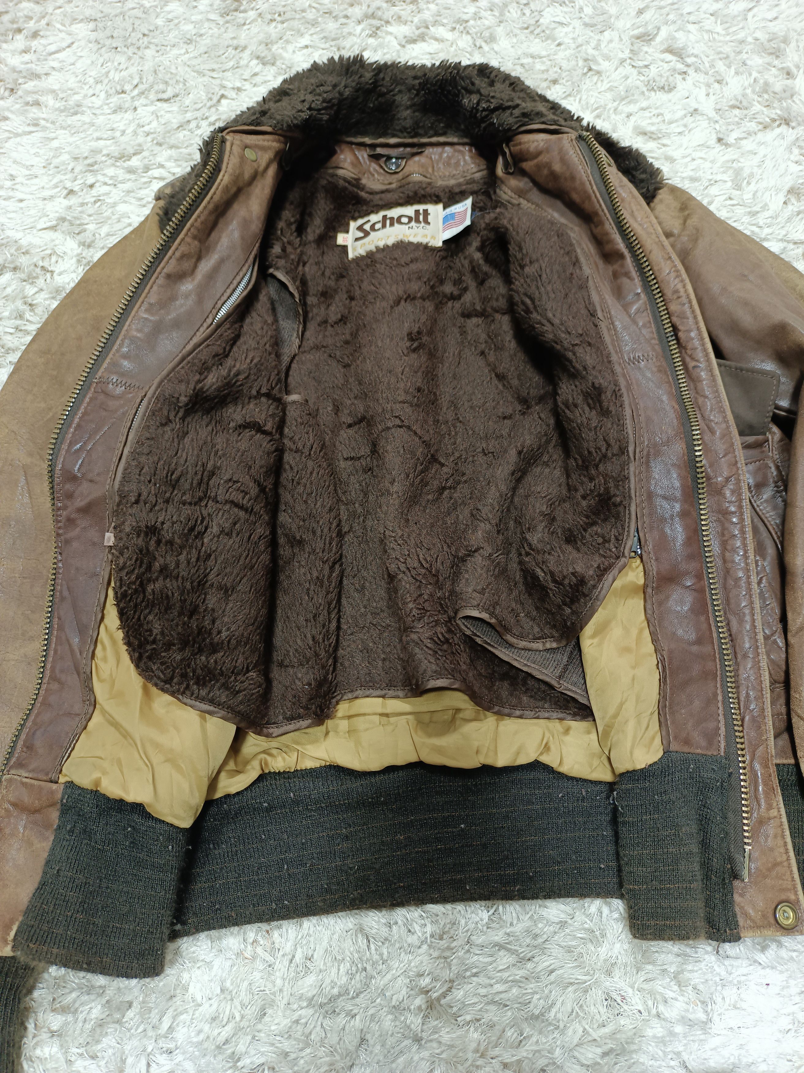 Schott × Vintage 1980's SCHOTT NYC A-2 Flight Leather Jacket Size US S / EU 44-46 / 1 - 9 Thumbnail