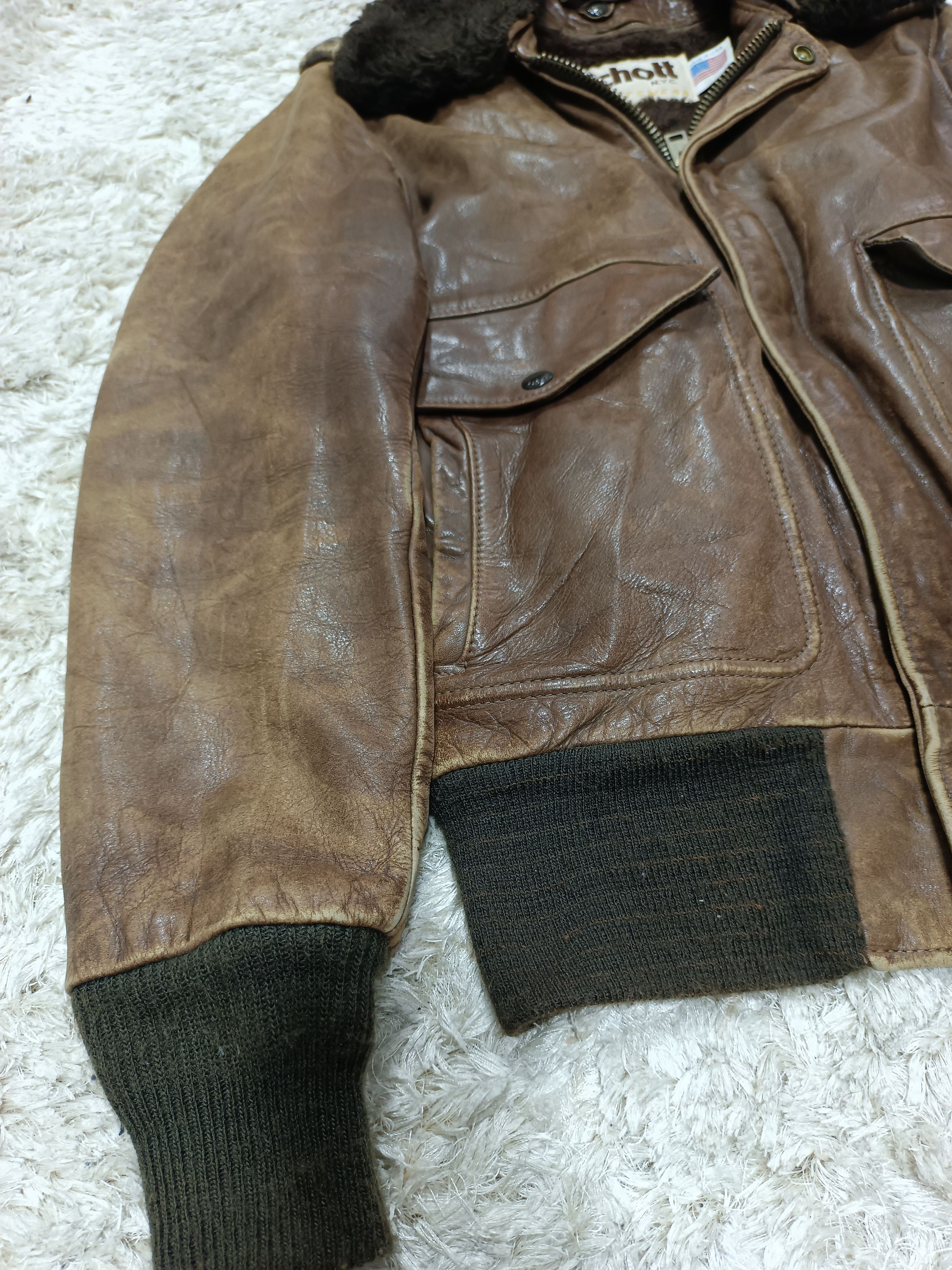 Schott × Vintage 1980's SCHOTT NYC A-2 Flight Leather Jacket Size US S / EU 44-46 / 1 - 5 Thumbnail