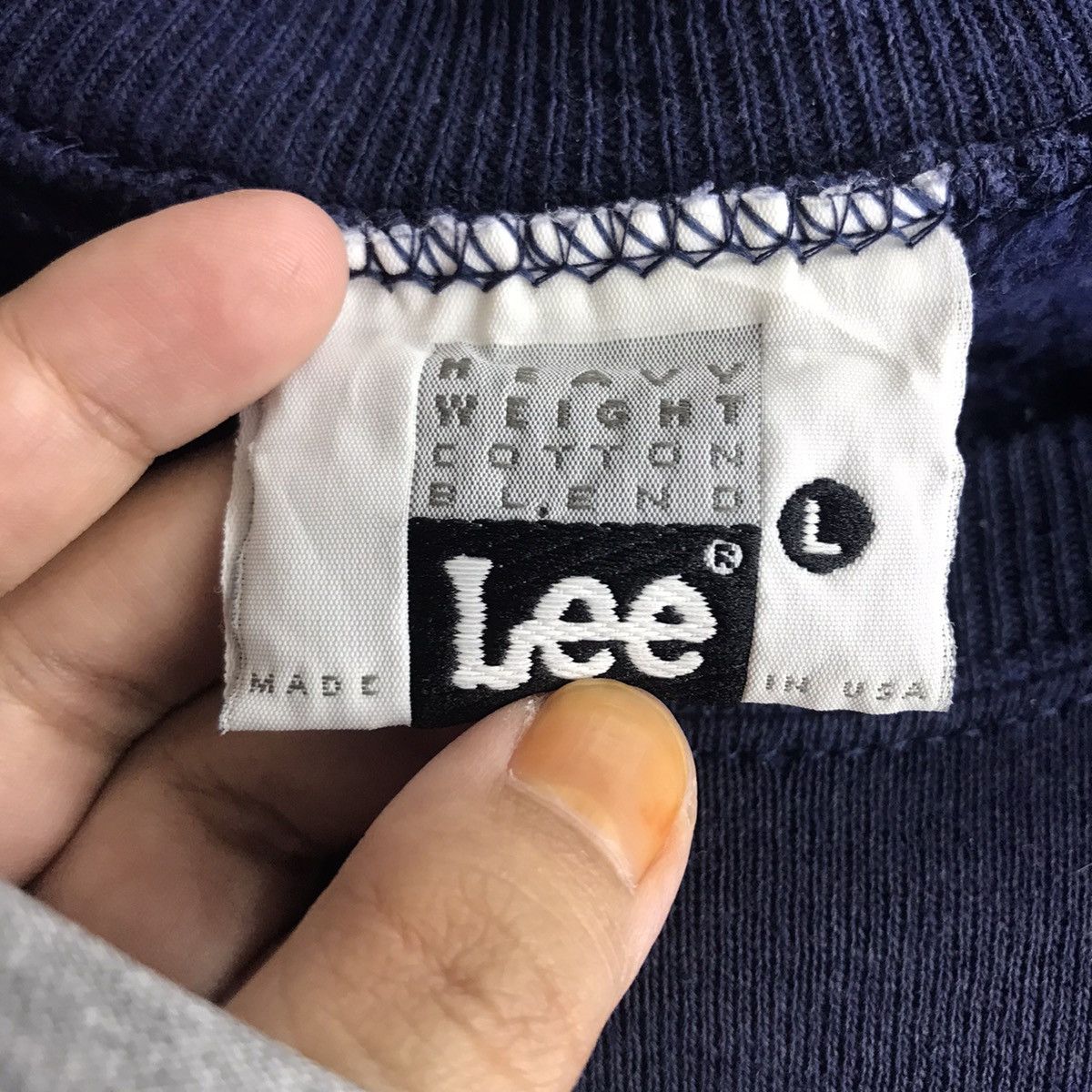 Lee Vintage 90s LEE USA Big Logo Blue Sweatshirt Size US L / EU 52-54 / 3 - 4 Thumbnail
