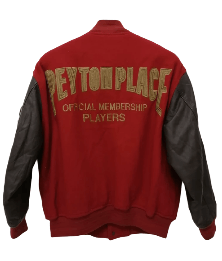 image of Ppfm x Varsity Jacket Vintage Peyton Place Membership Players Varsity Jacket in Red (Size Medium)