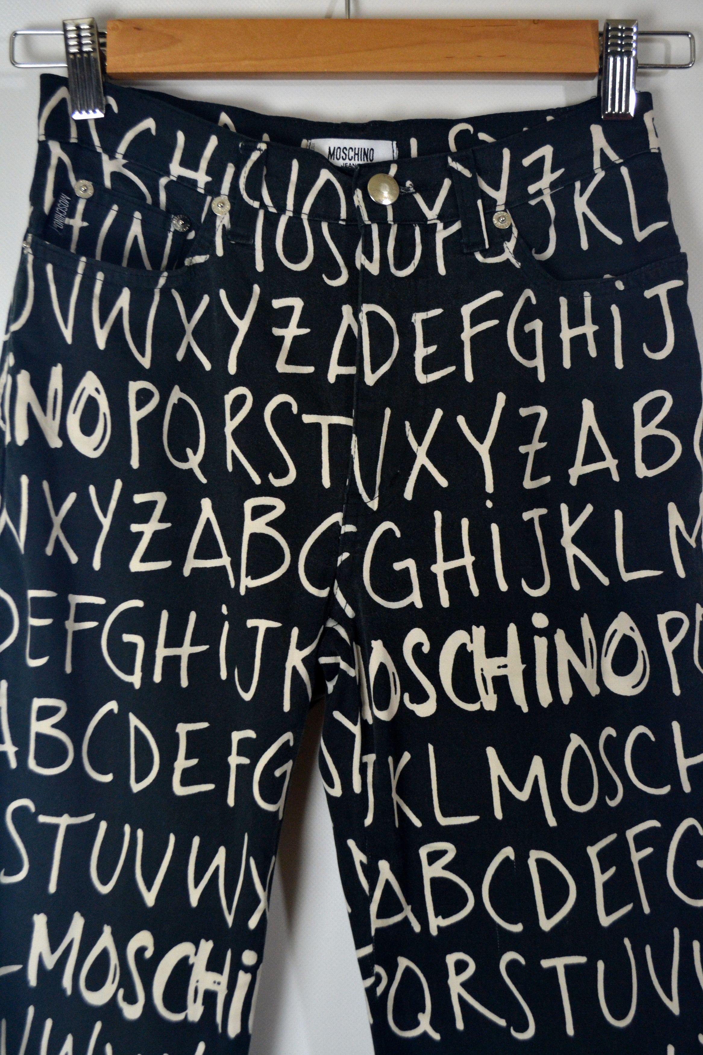 Moschino 90s RARE Vintage Moschino Alphabet ABC Print Jeans Pants Size 25" / US 0 / IT 36 - 7 Thumbnail