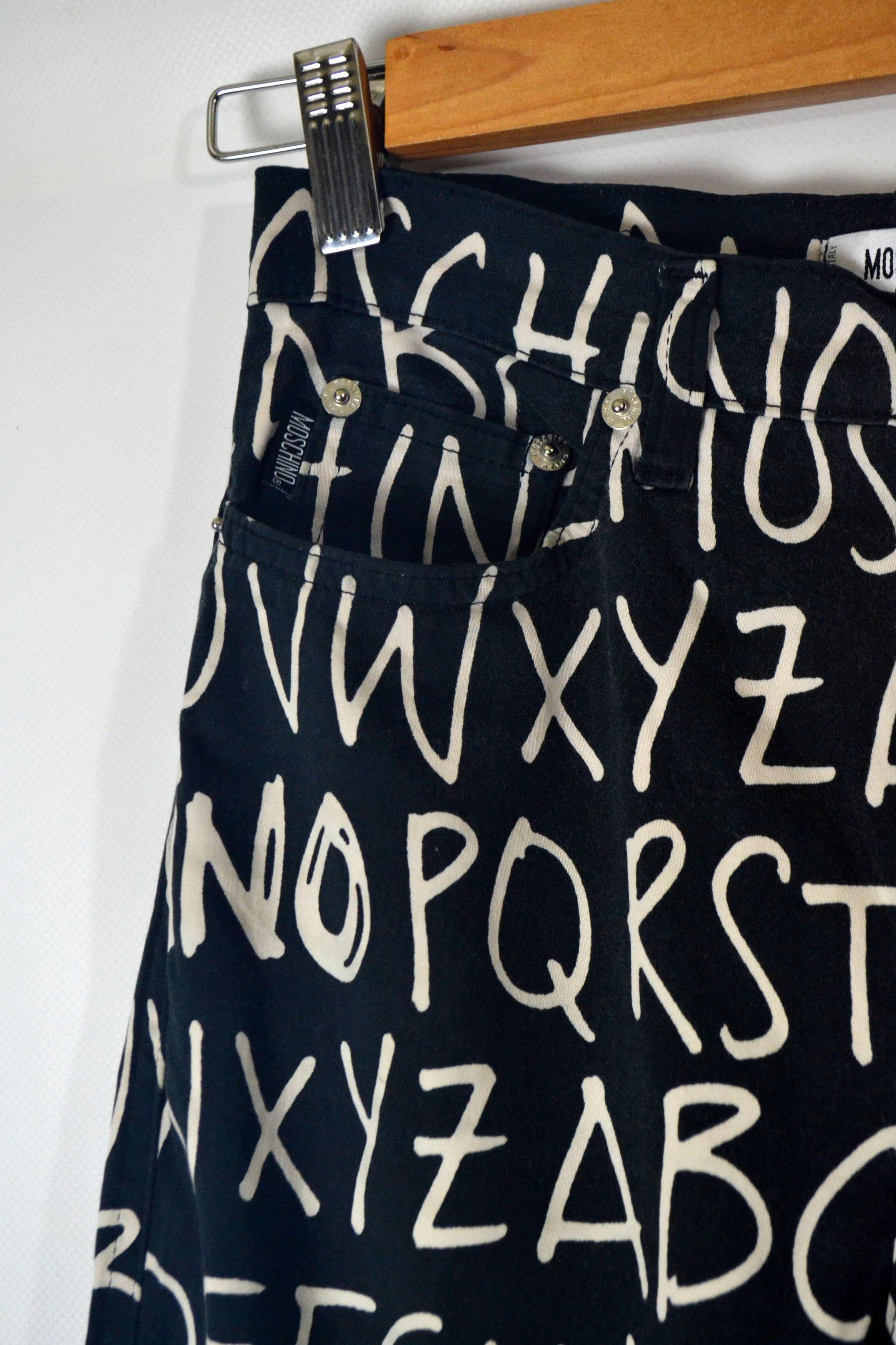 Moschino 90s RARE Vintage Moschino Alphabet ABC Print Jeans Pants Size 25" / US 0 / IT 36 - 6 Thumbnail