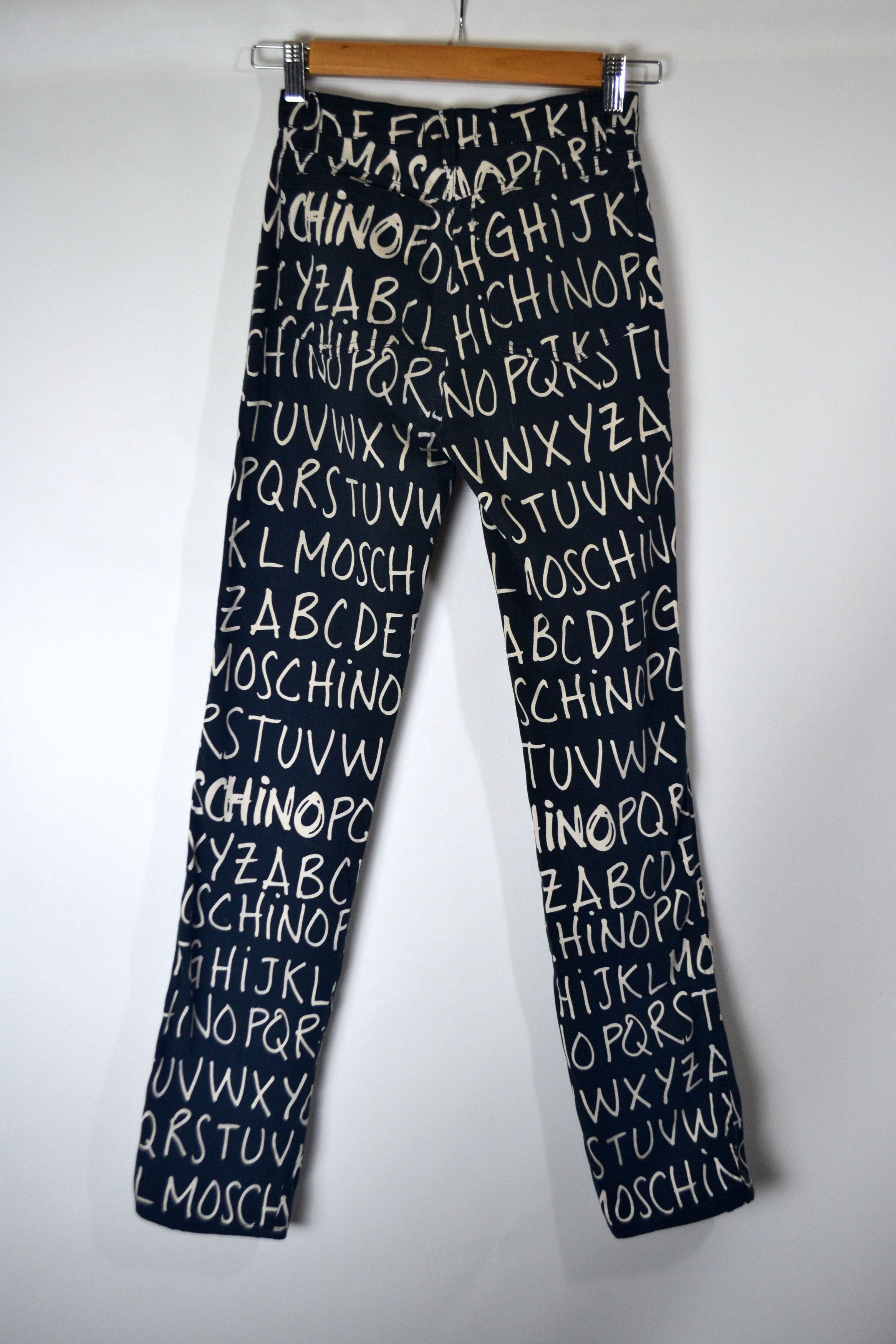Moschino 90s RARE Vintage Moschino Alphabet ABC Print Jeans Pants Size 25" / US 0 / IT 36 - 12 Thumbnail
