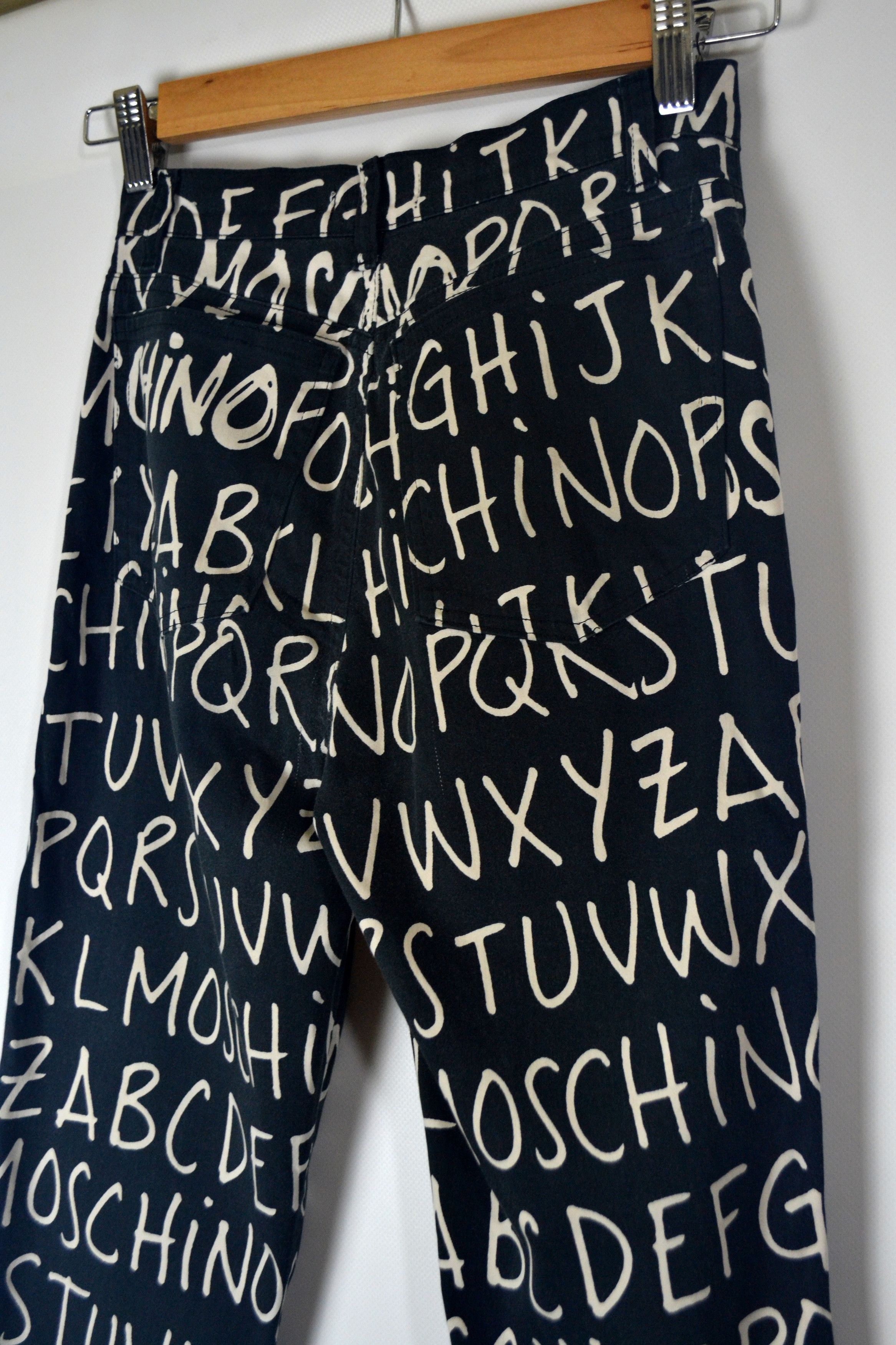 Moschino 90s RARE Vintage Moschino Alphabet ABC Print Jeans Pants Size 25" / US 0 / IT 36 - 13 Thumbnail