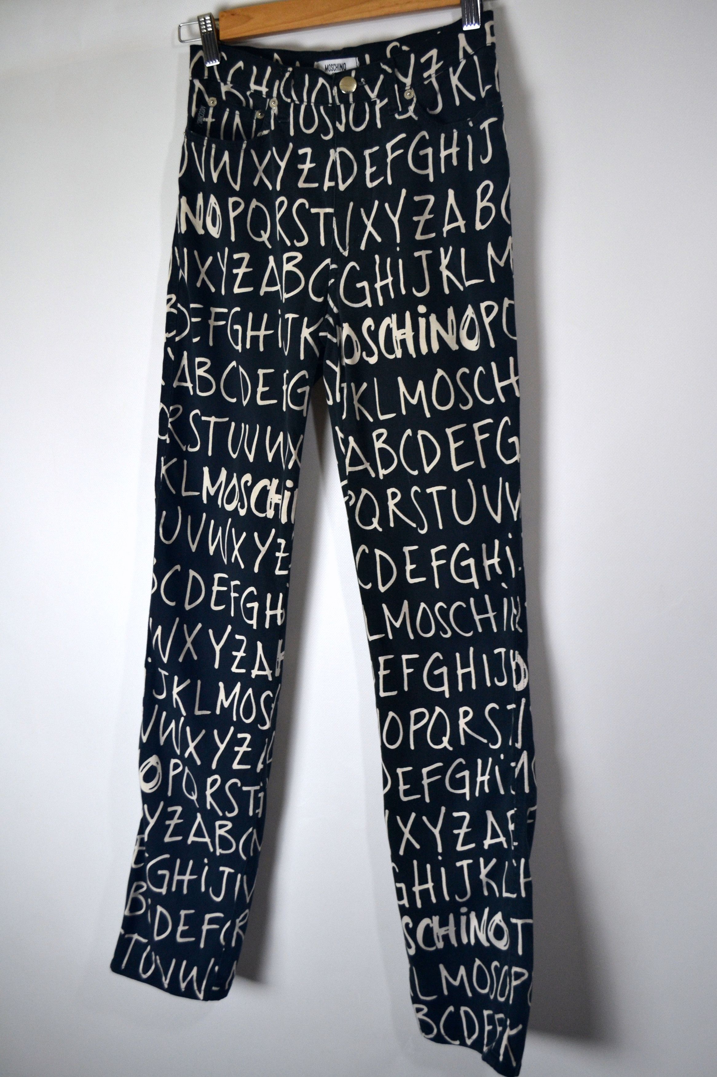 Moschino 90s RARE Vintage Moschino Alphabet ABC Print Jeans Pants Size 25" / US 0 / IT 36 - 2 Thumbnail