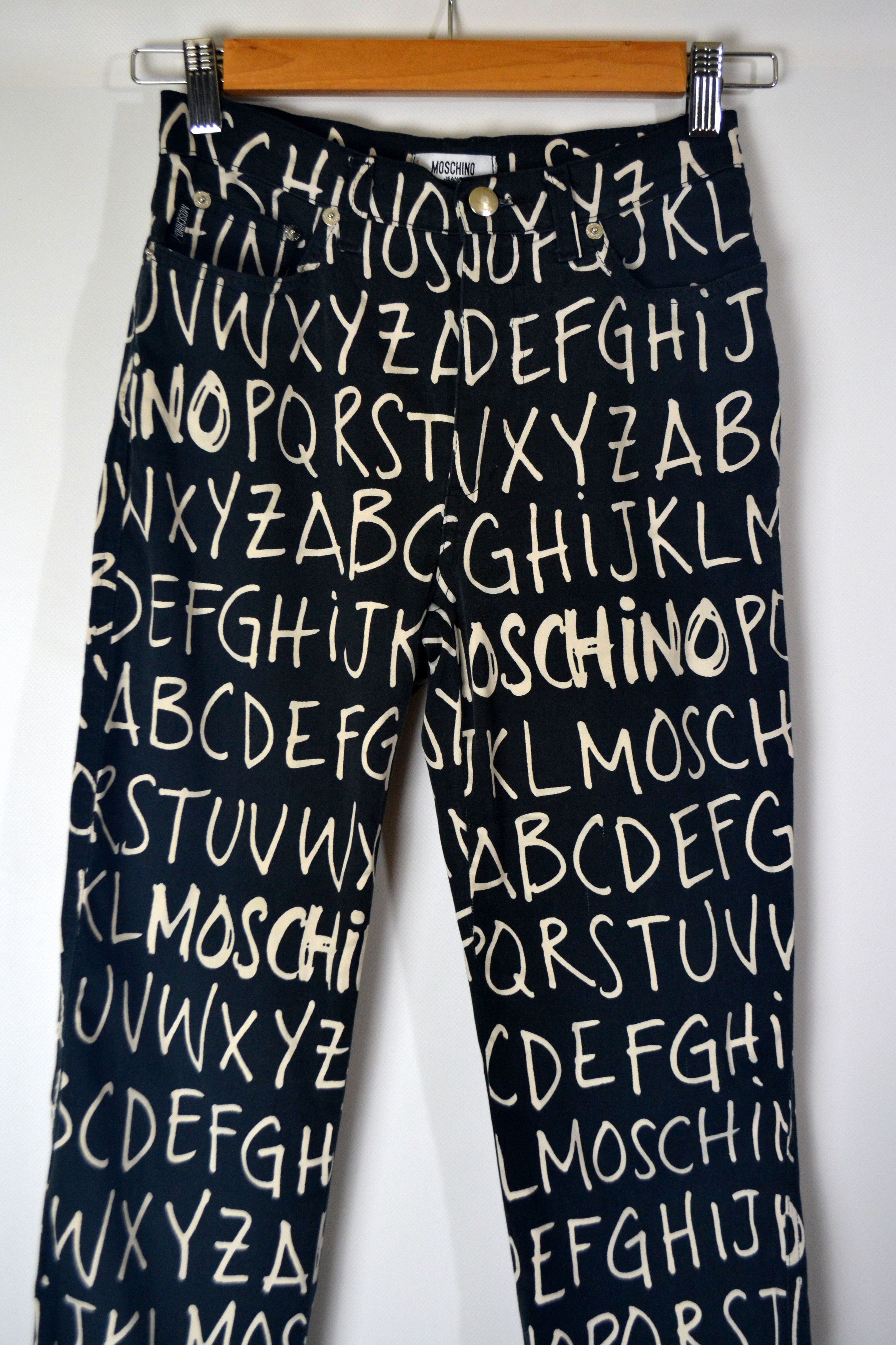 Moschino 90s RARE Vintage Moschino Alphabet ABC Print Jeans Pants Size 25" / US 0 / IT 36 - 4 Thumbnail