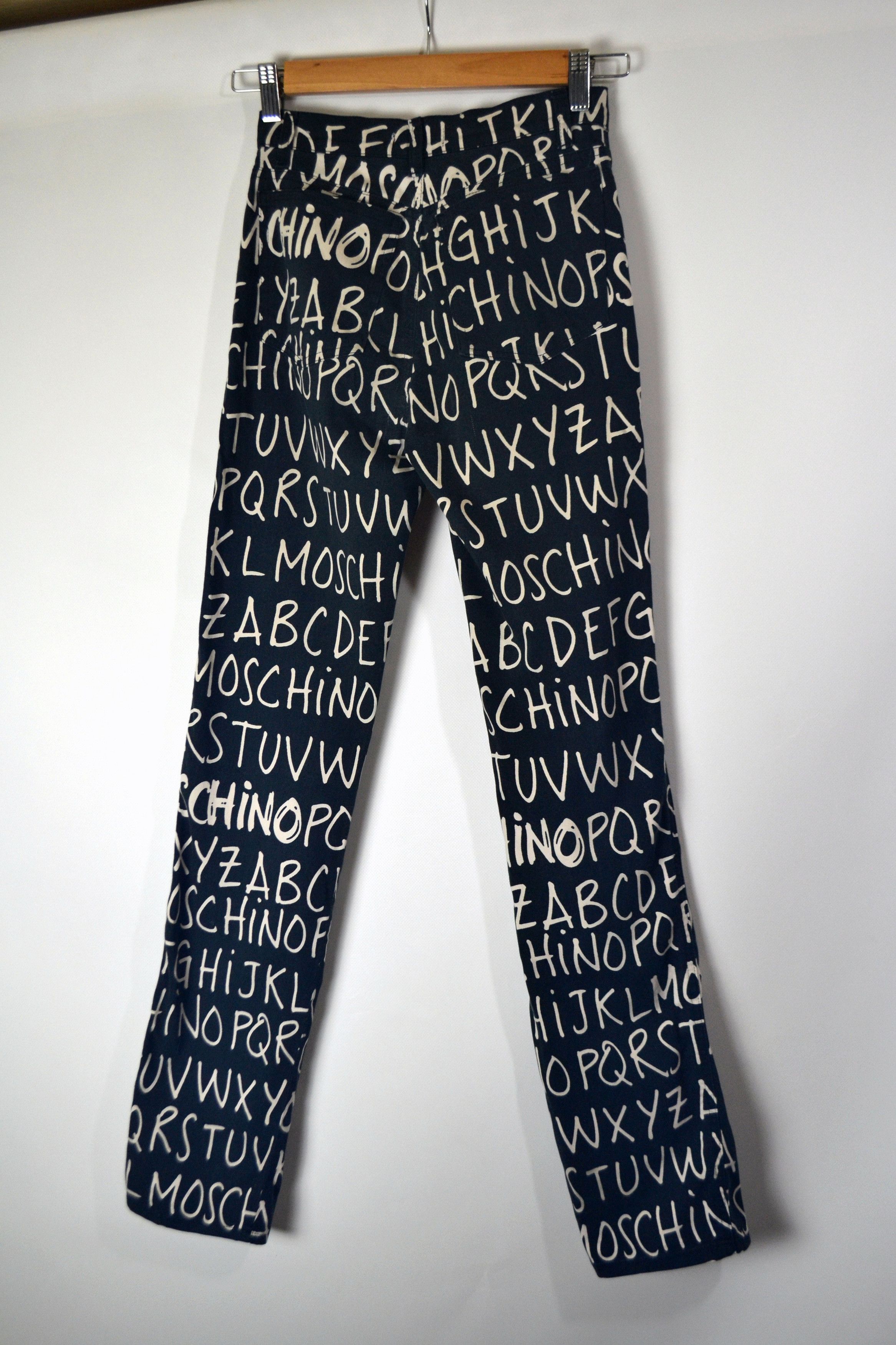 Moschino 90s RARE Vintage Moschino Alphabet ABC Print Jeans Pants Size 25" / US 0 / IT 36 - 11 Thumbnail