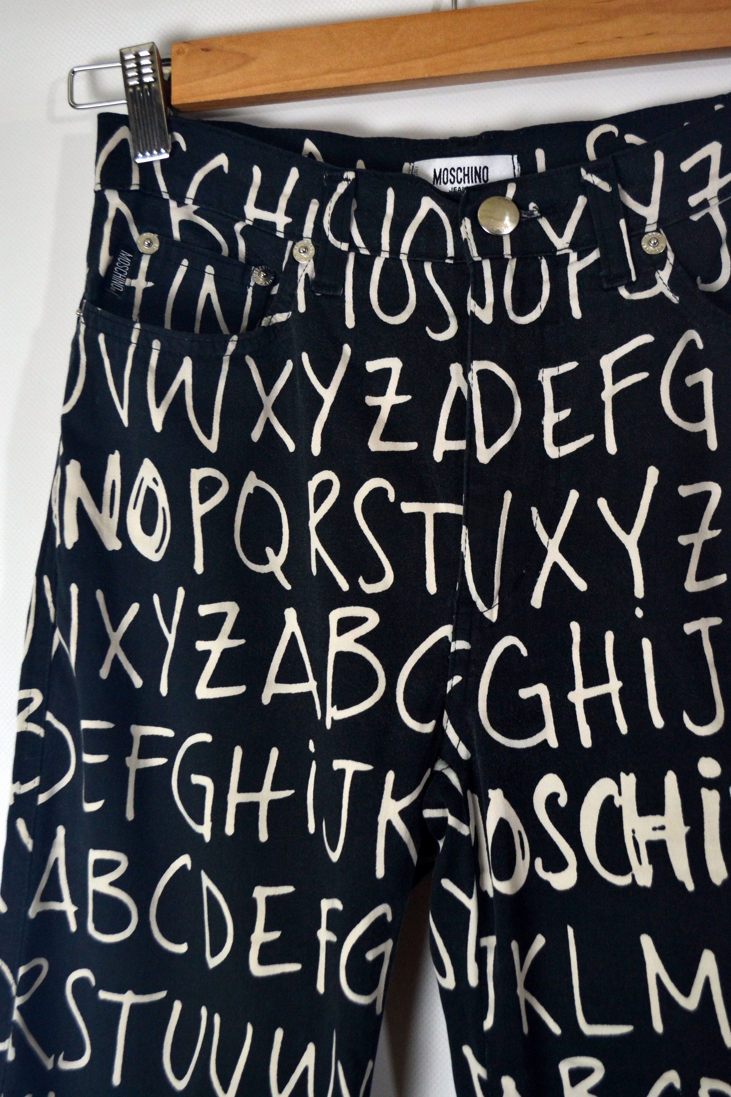 Moschino 90s RARE Vintage Moschino Alphabet ABC Print Jeans Pants Size 25" / US 0 / IT 36 - 5 Thumbnail